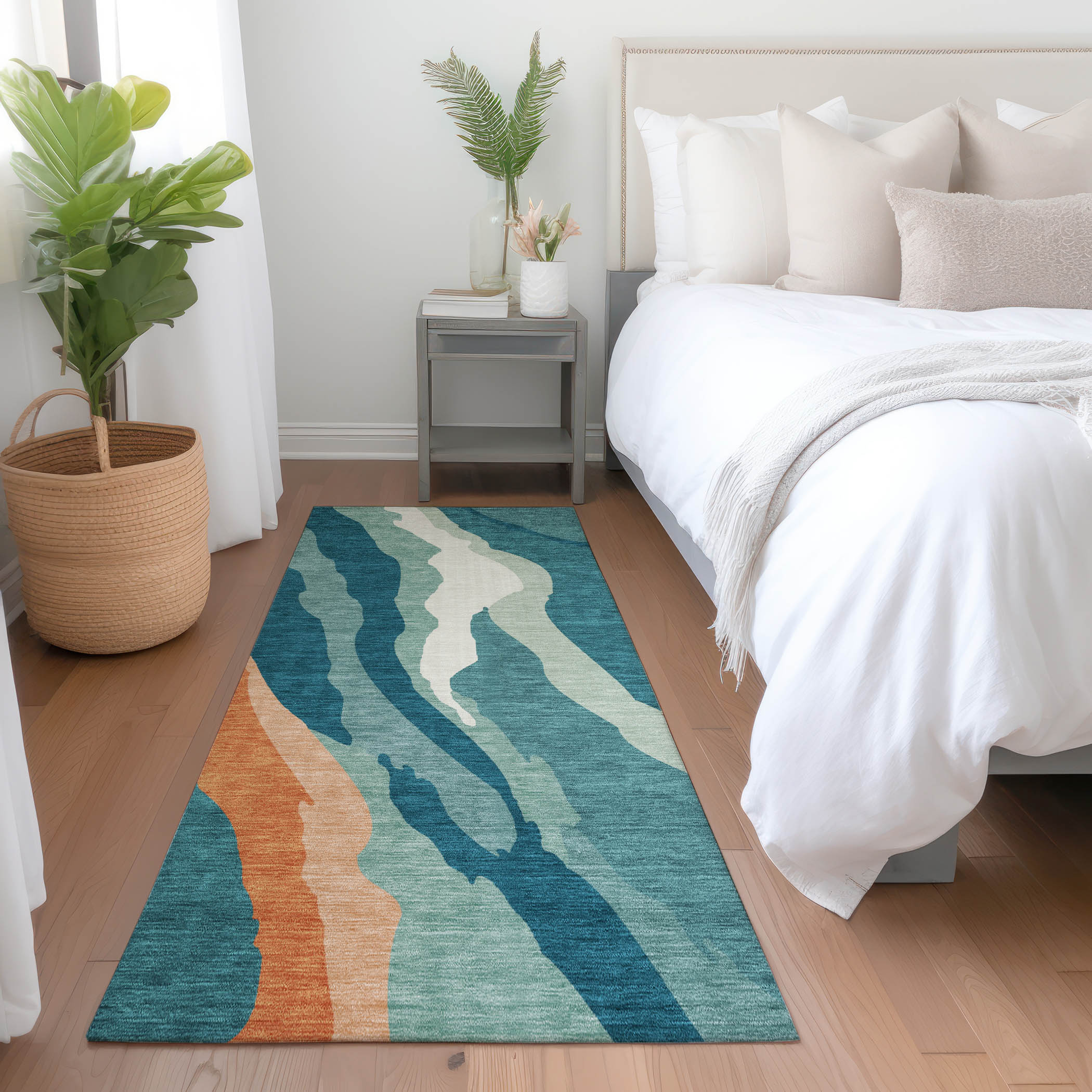 Addison Rugs ACN1047TE2X8 Chantille ACN1047TE 2 x 7 (ft) Polyester Teal Rectangular Indoor/Outdoor Geometric Machine washable Runner rug