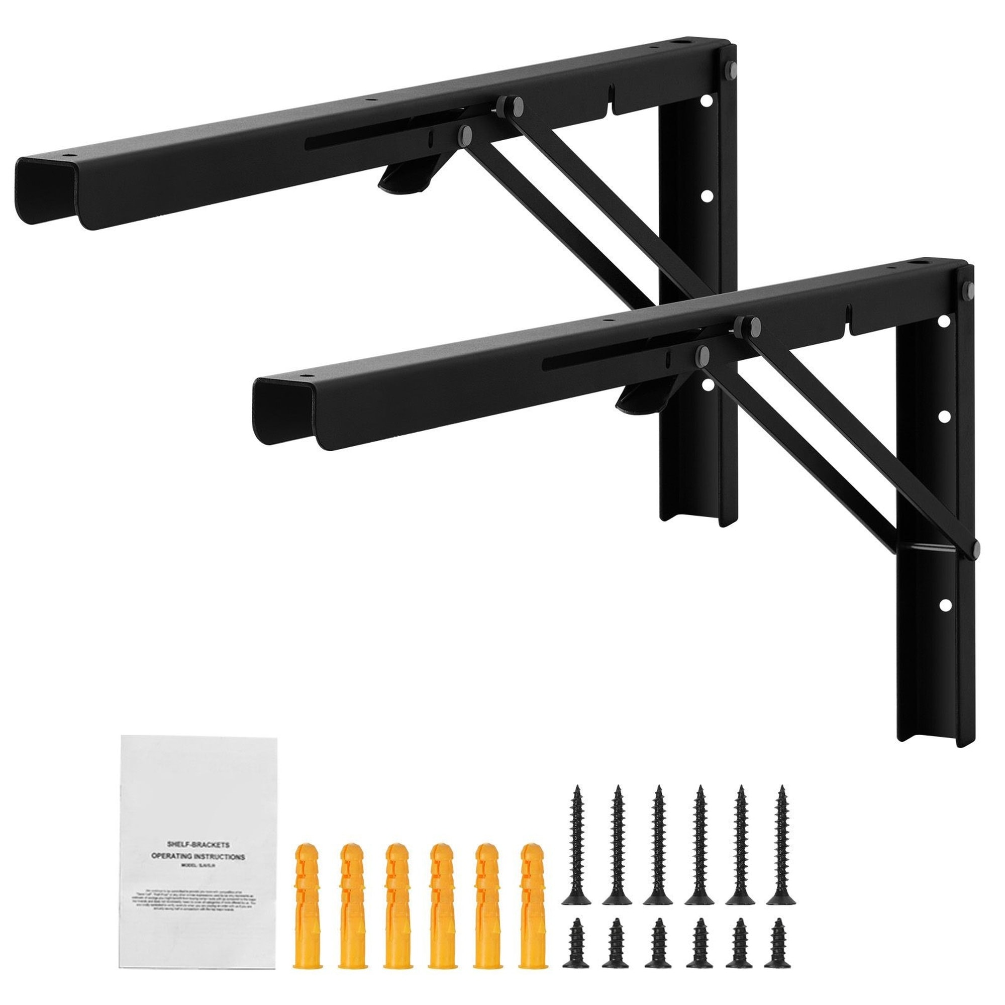 Tool Racking Bracket Wudkey 24in L 2-Piece 5mm Thick Matte Black Heavy Duty Floating Shelf ...