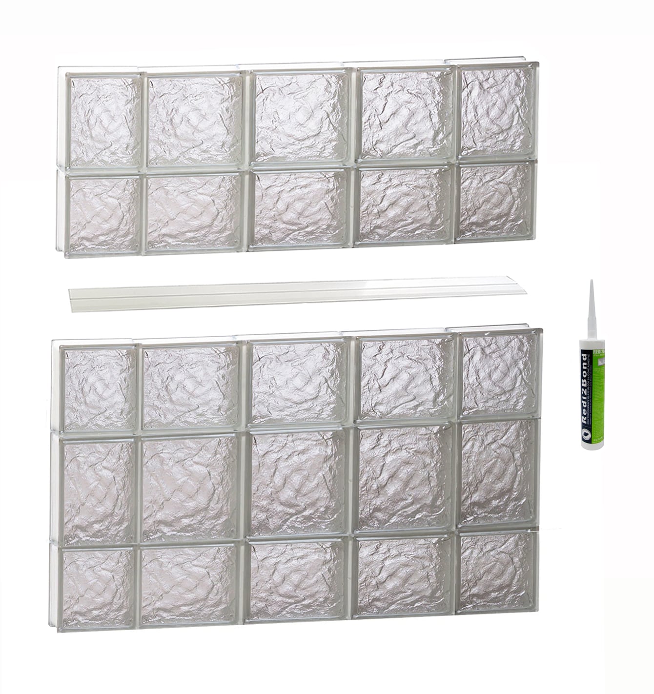 REDI2SET S3634IS Ice Glass 34-3/4-in x 32-3/4-in Frameless Replacement Glass Block Window
