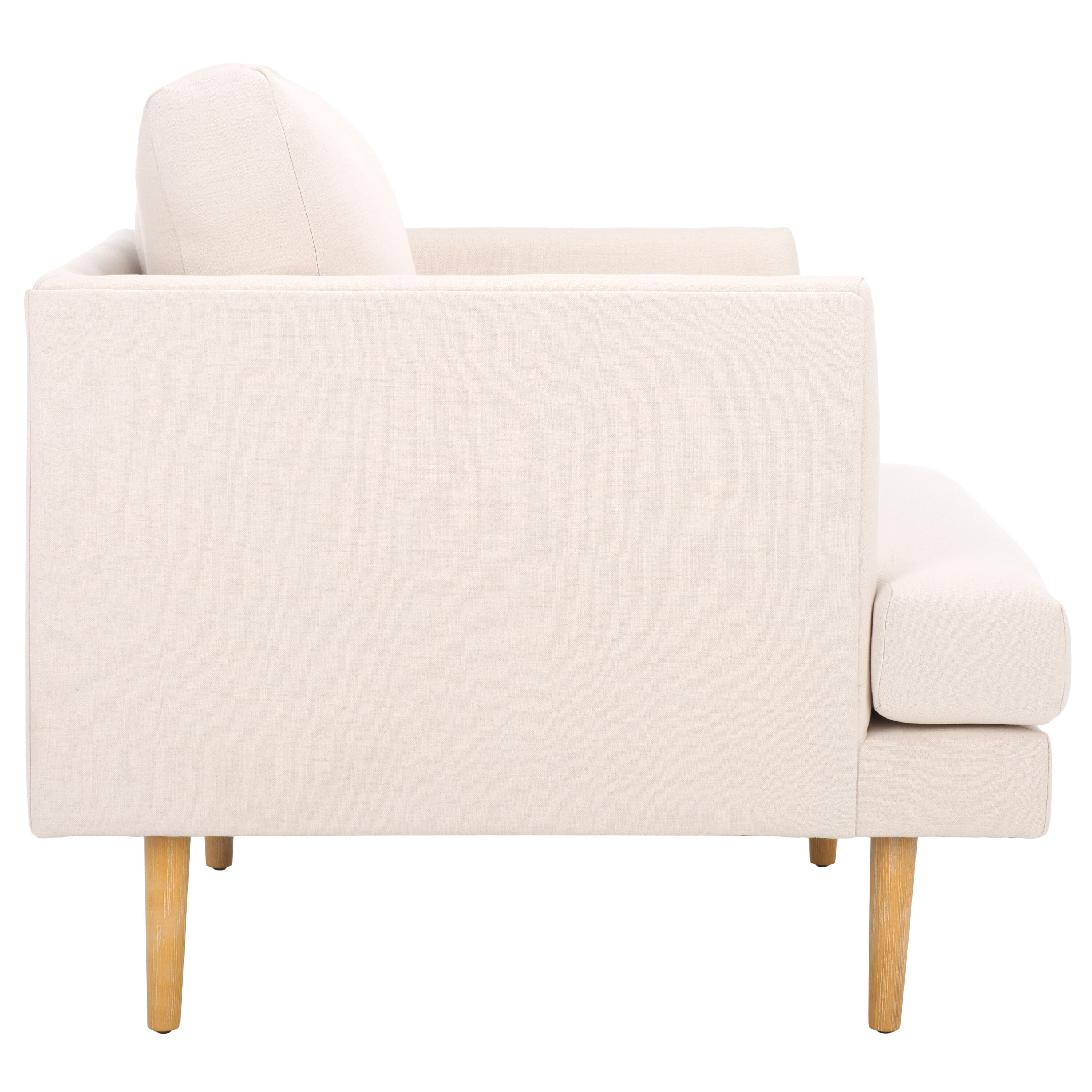 Bone Fabric Accent Chair with White-Washed Wood Legs