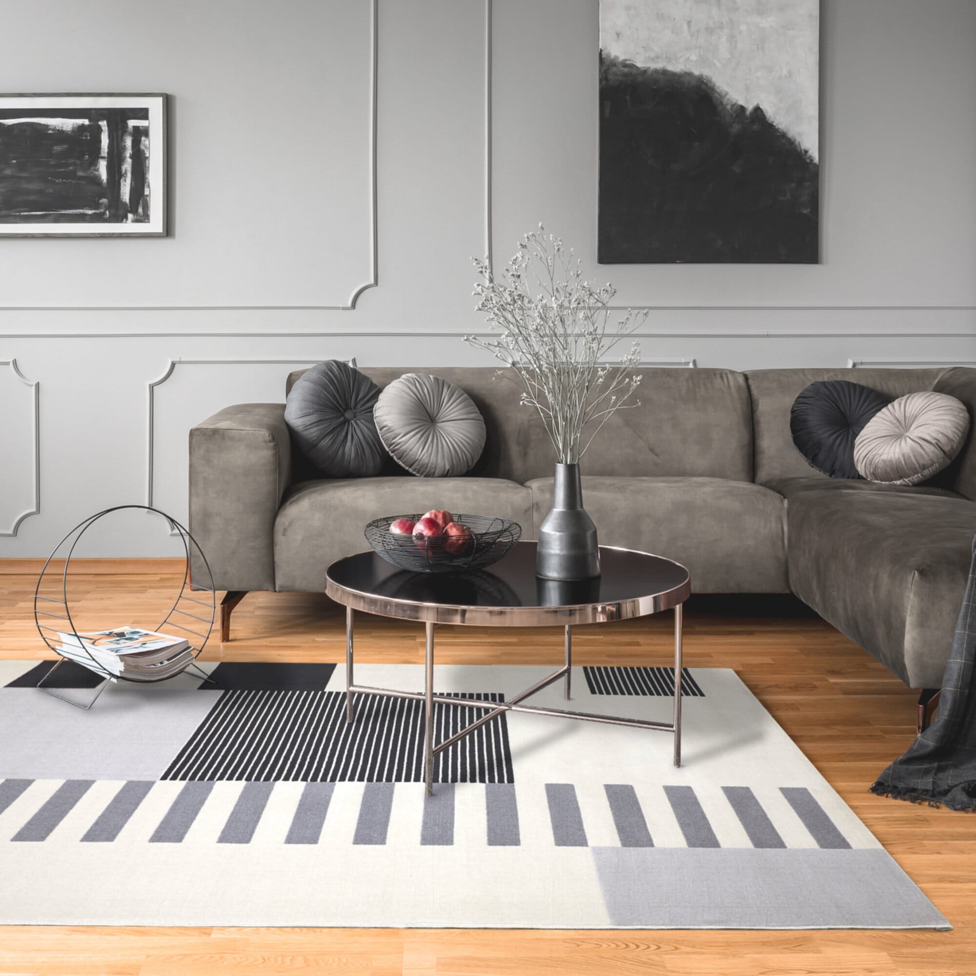Balta 3100184 8 x 10 (ft) Loomed Polypropylene White Rectangular Indoor Geometric Mid-Century Modern Area rug