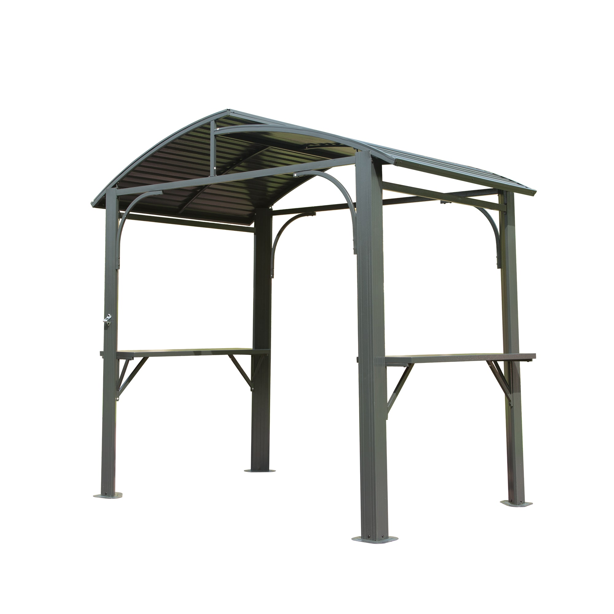 Mondawe MD-CPL-00074 8-ft x 5-ft Arc Roof BBQ Gazebo Gray Grill Gazebo with Hardtop Roof