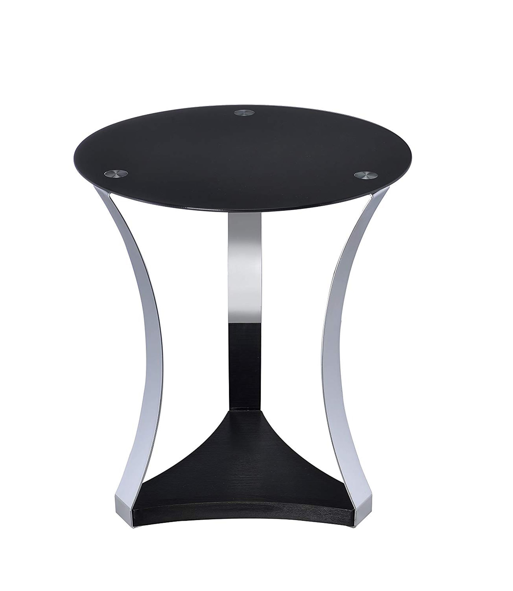 Benzara BM154561 18-in W x 20-in H Chrome Glass Round Modern End Table Assembly Required
