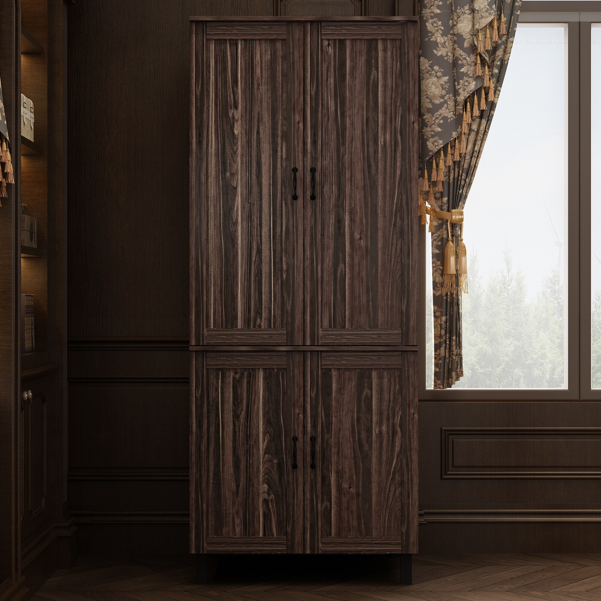 FUFU&GAGA LJY-KF260027-03+04 Contemporary/Modern Brown Pantry with Wine Storage