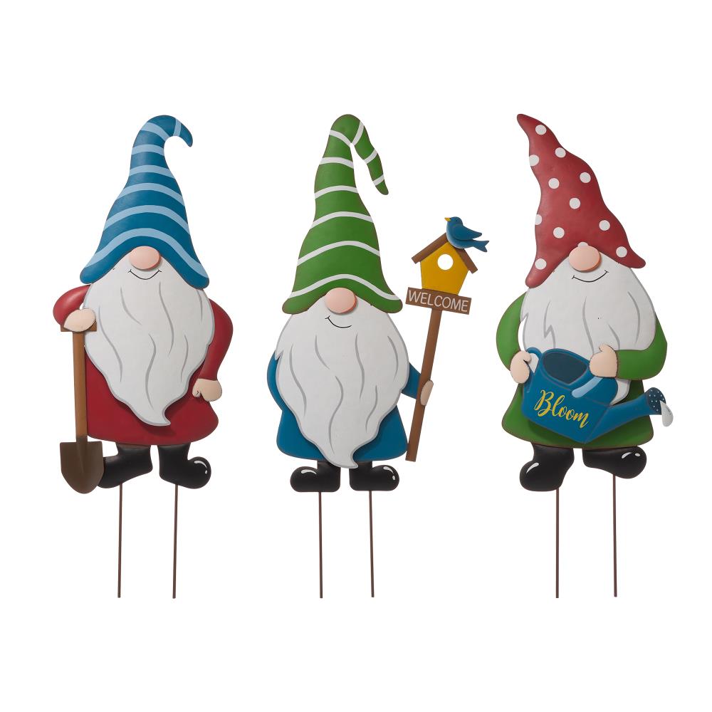Garden Gnome Elf Metal Garden Stakes Durable Resin 5 Pack New Christmas 