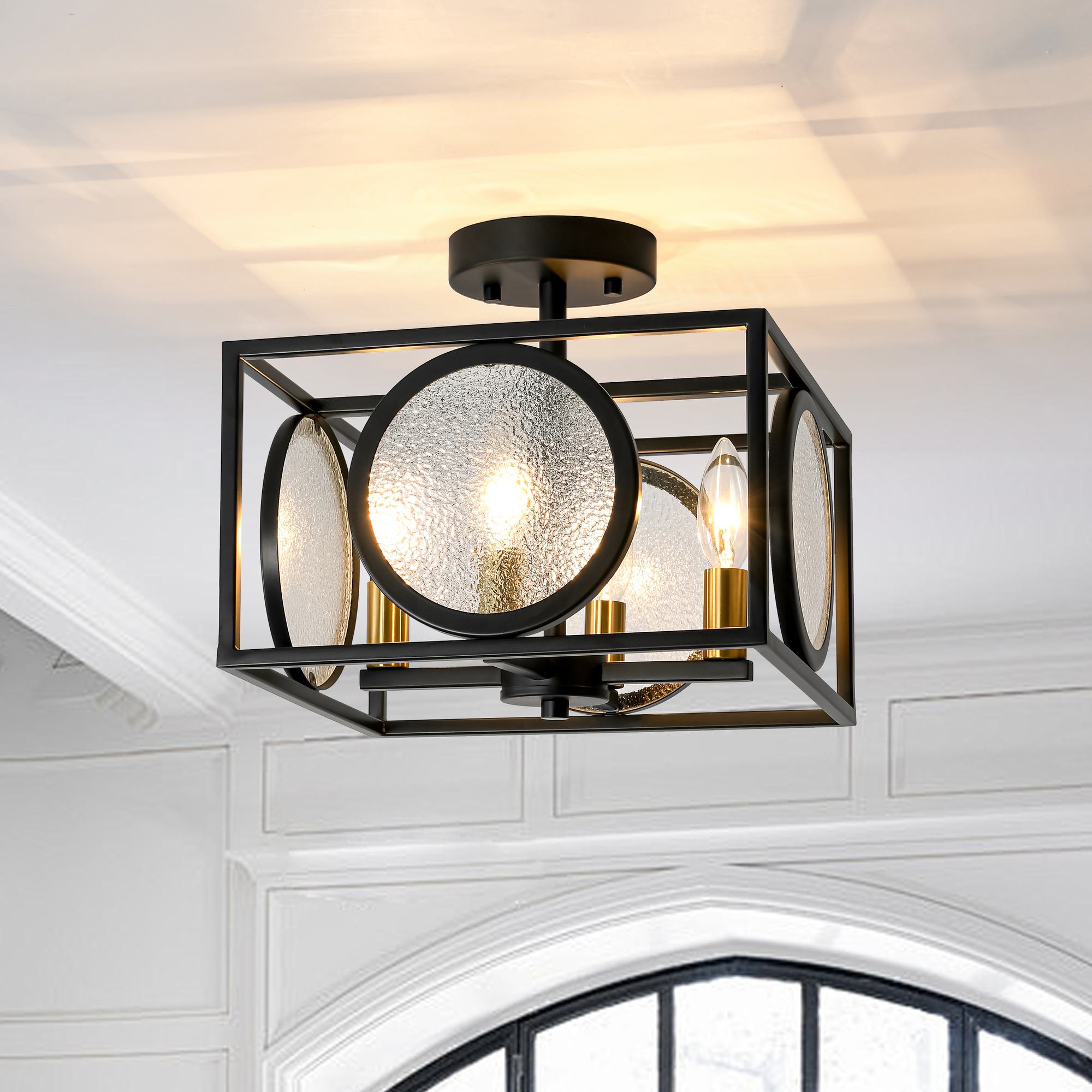 HUOKU PD1064601 Amity 4 -Light 11.8-in Black Semi Flush Mount Light