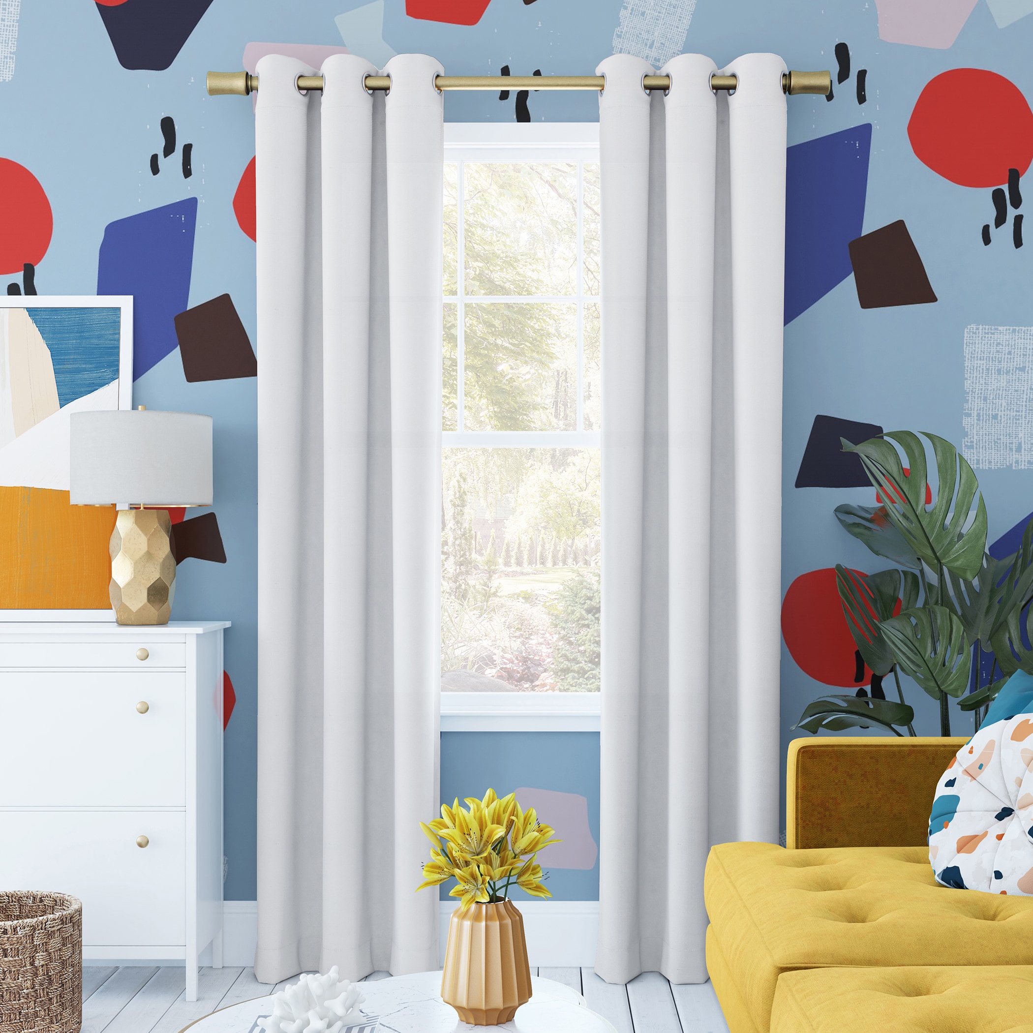 Sun Zero 58182 96-Inches White Blackout Grommet Single curtain panel
