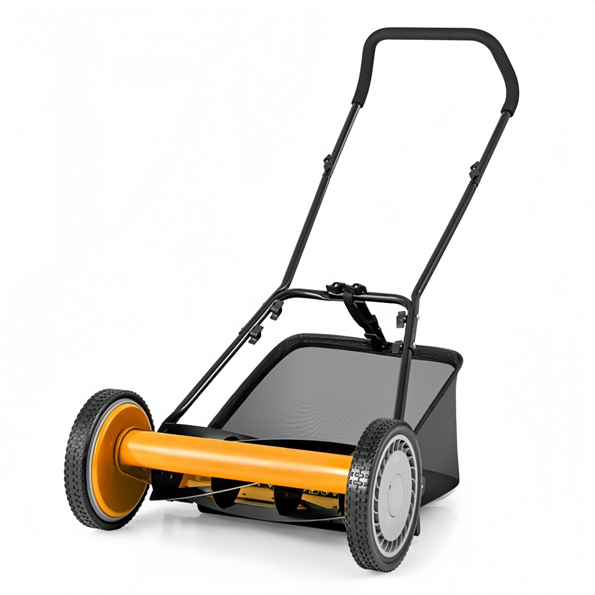14in W 4-Position Adjustable Height Orange Push Lawn Mower with Rear Grass Catcher Bag