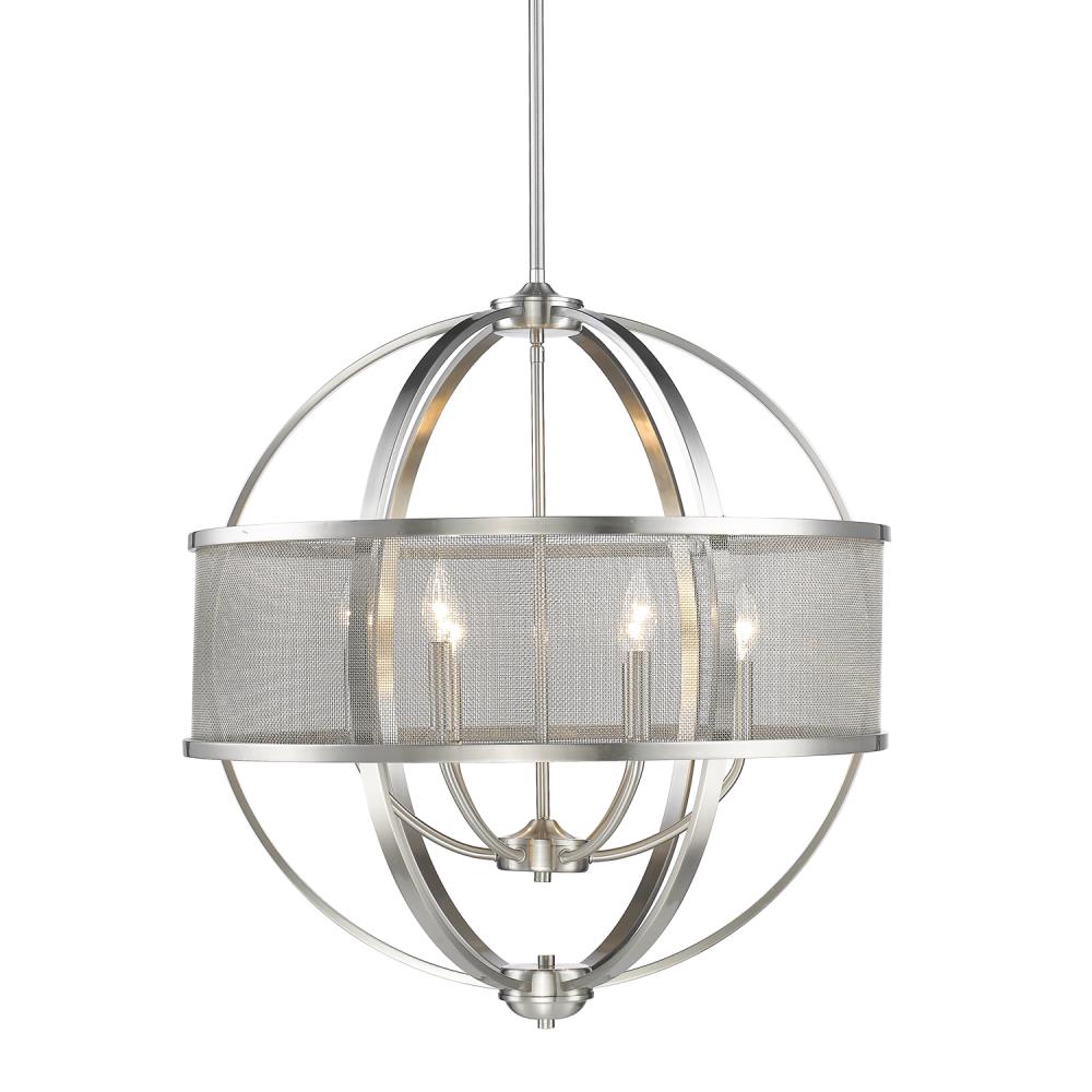 Golden Lighting 3167-6 PW-PW Colson 6 -Light Satin Pewter Modern/contemporary For Use in Bedrooms, Dining Rooms, Foyers, Kitchens, Living Rooms Chandelier