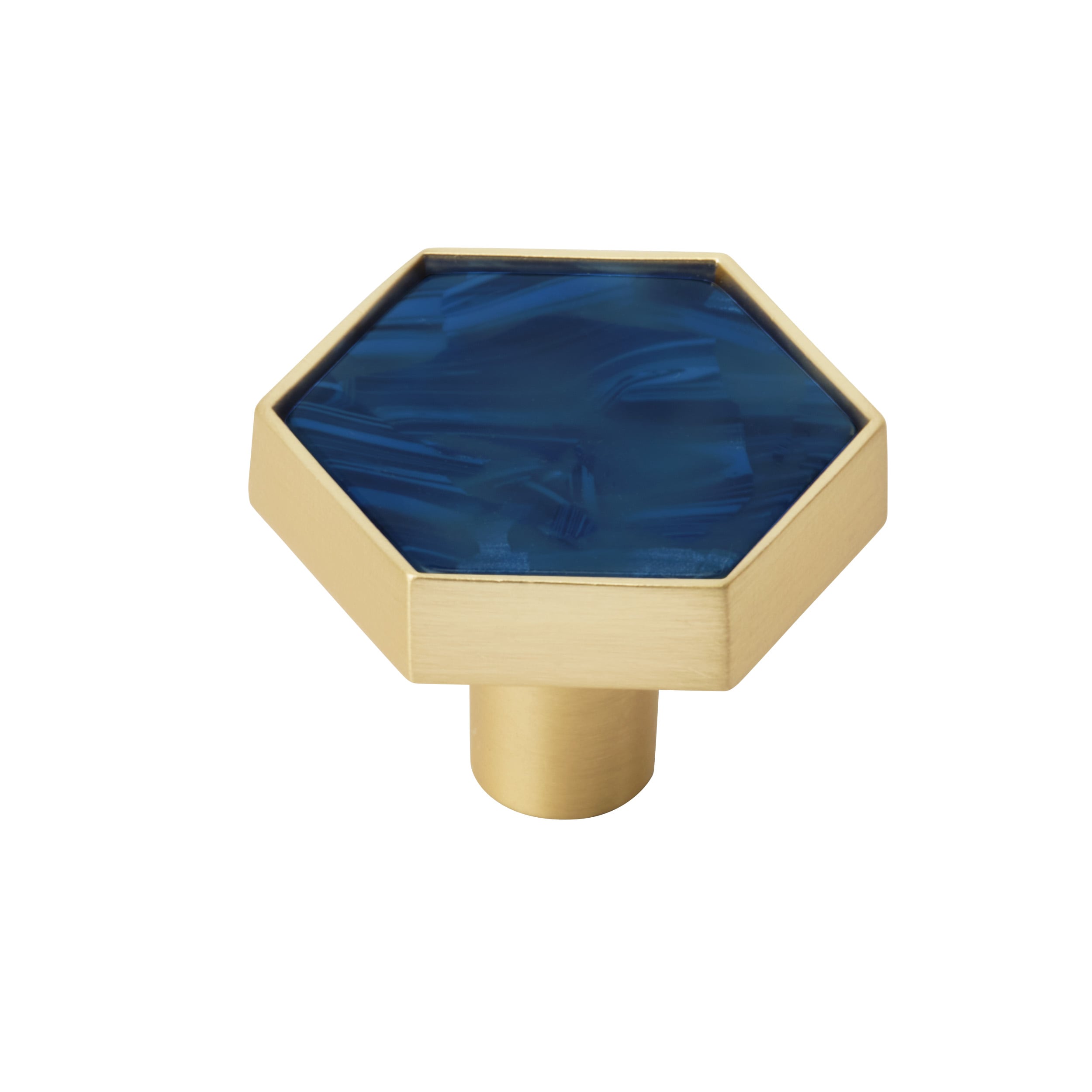 Amerock 2PK36973NVB Accents 1-5/16-in Gold and Navy Blue Hexagonal Contemporary Cabinet Knob 2 -Pack
