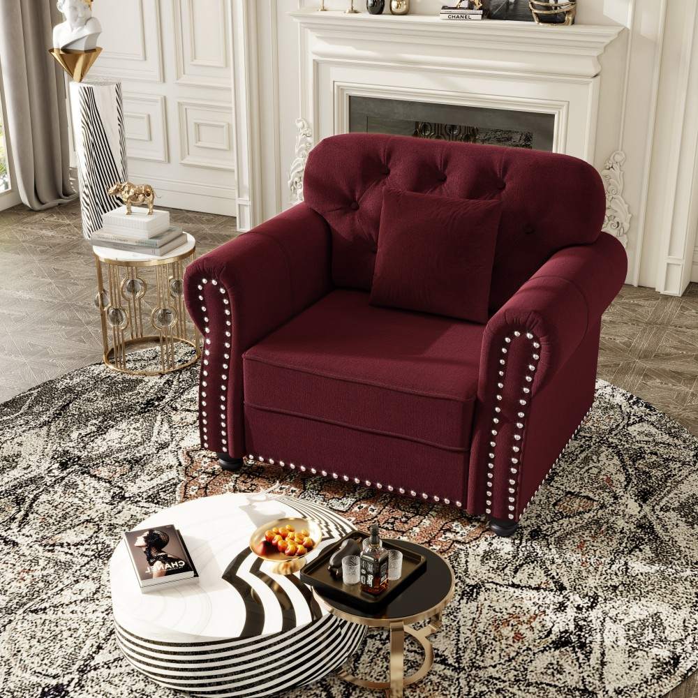 Jennifer Taylor Home La Rosa 42-in W Victorian Burgundy Velvet