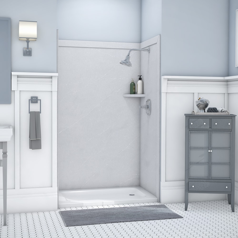 FlexStone SSK48367831SE Elegance 3 48-in W x 36-in D x 80-in H Sea Salt 3.0 -Piece Glue Up Alcove Shower wall surround