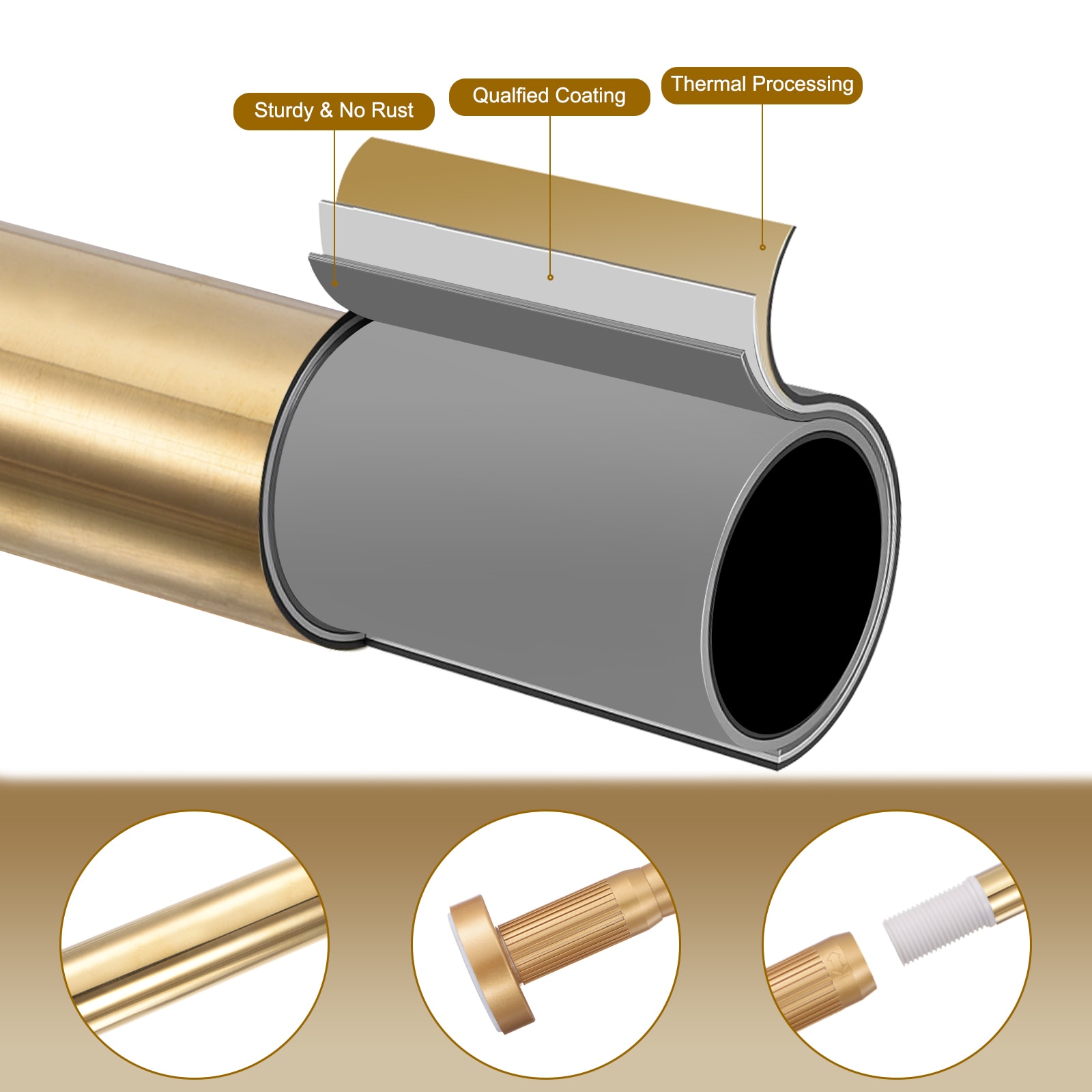 Unique Bargains S25093001UX0638 Curtain-Rods - View #4