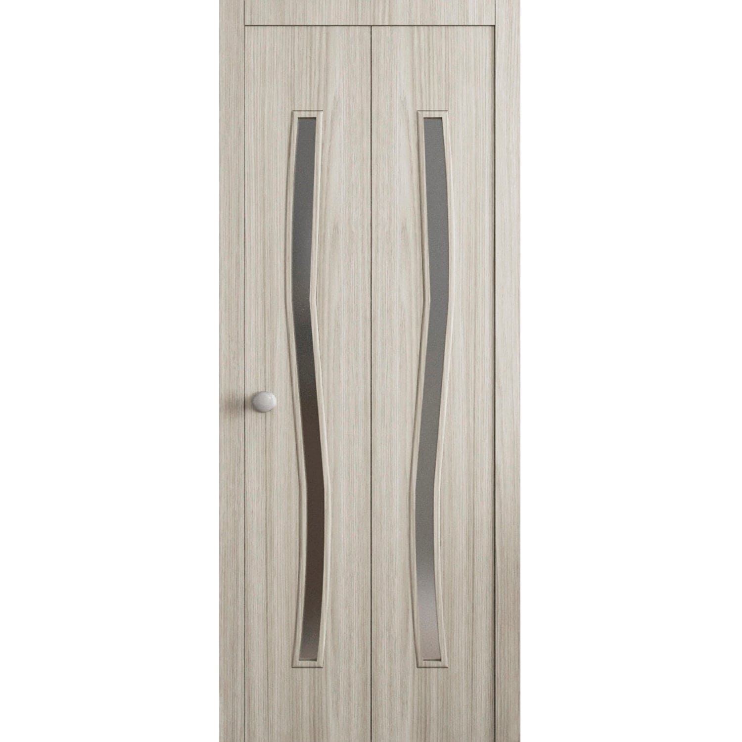 SARTODOORS Sliding Closet Bi-fold Doors 60 x 96 in - LUNO 2003 Oak - Sturdy Tracks Moldings Trims Hardware Set - Wood Solid Bedroom Wardrobe Doors