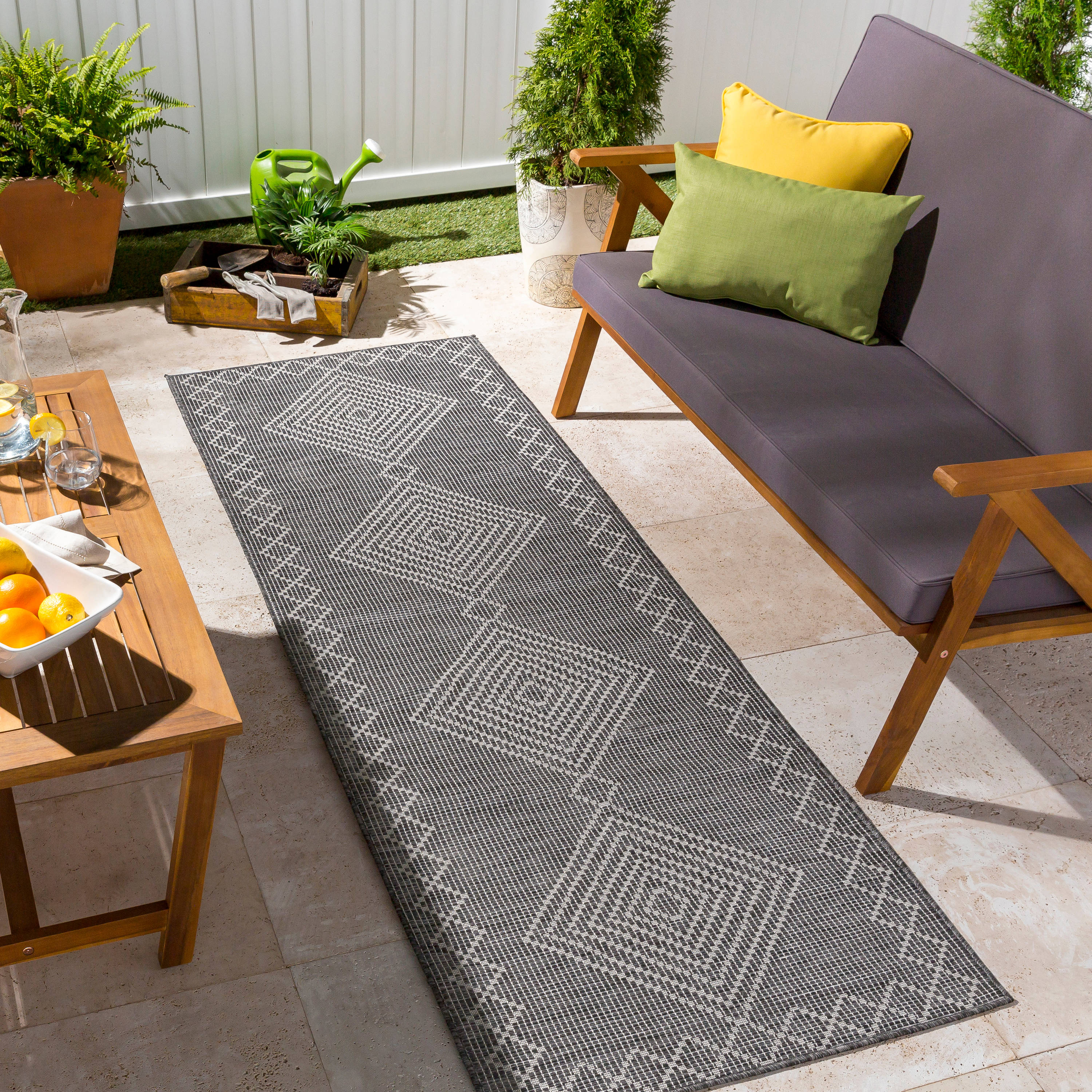 Artistic Weavers PSA2368-2773 Pasadena 3 X 8 Dark Gray Indoor/Outdoor Abstract Global Runner Rug