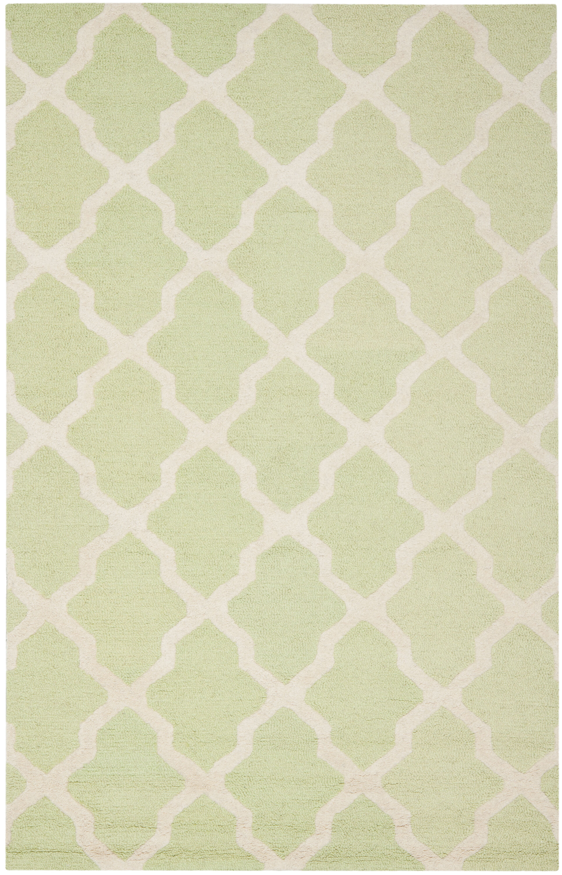 Safavieh Cambridge Mosaics 5-ft x 8-ft Tufted Wool Light Green/Ivory ...
