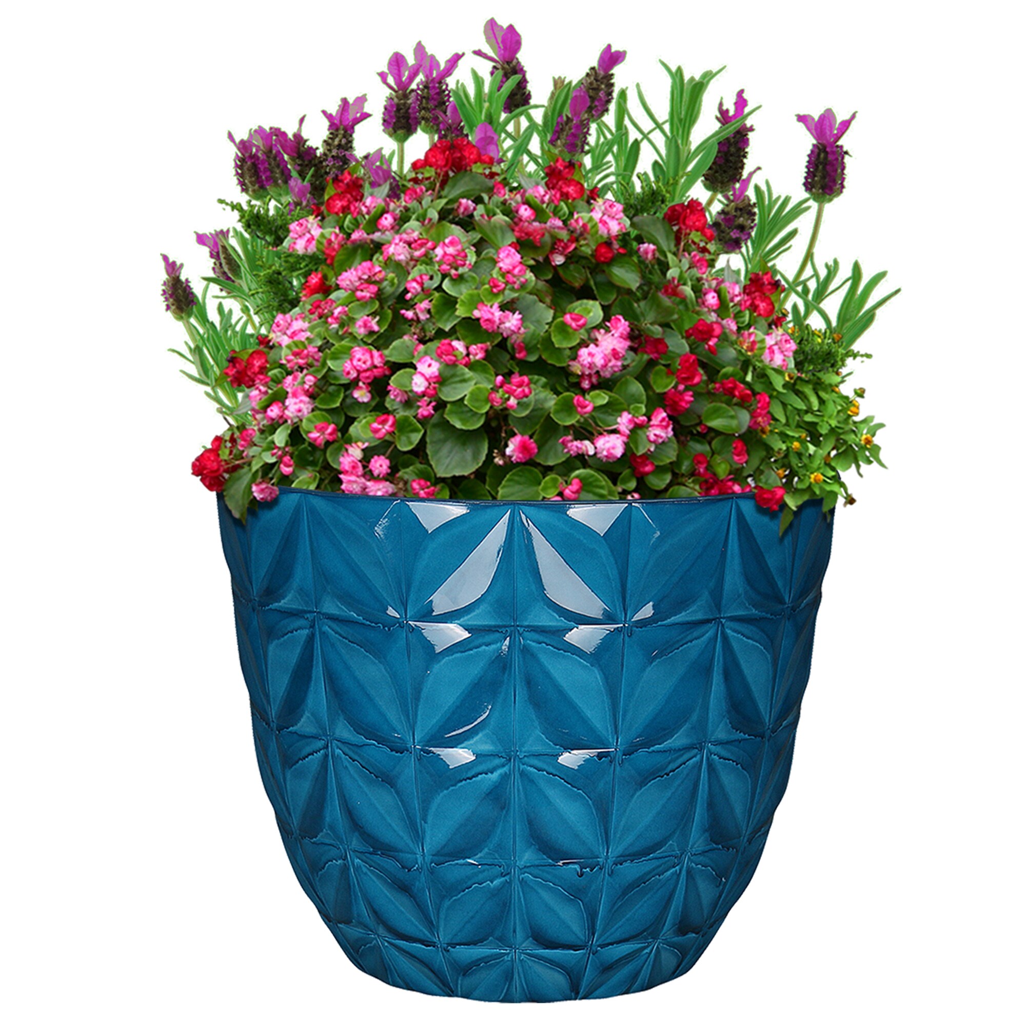 allen + roth 15.6-in W x 14.4-in H Blue Ceramic Indoor/Outdoor Planter in  the Pots & Planters department at