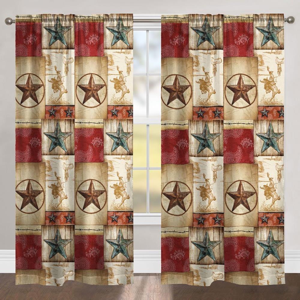 Laural Home RODEO84WCB 84-in Multicolor/Polyester Blackout Rod Pocket Single Curtain Panel