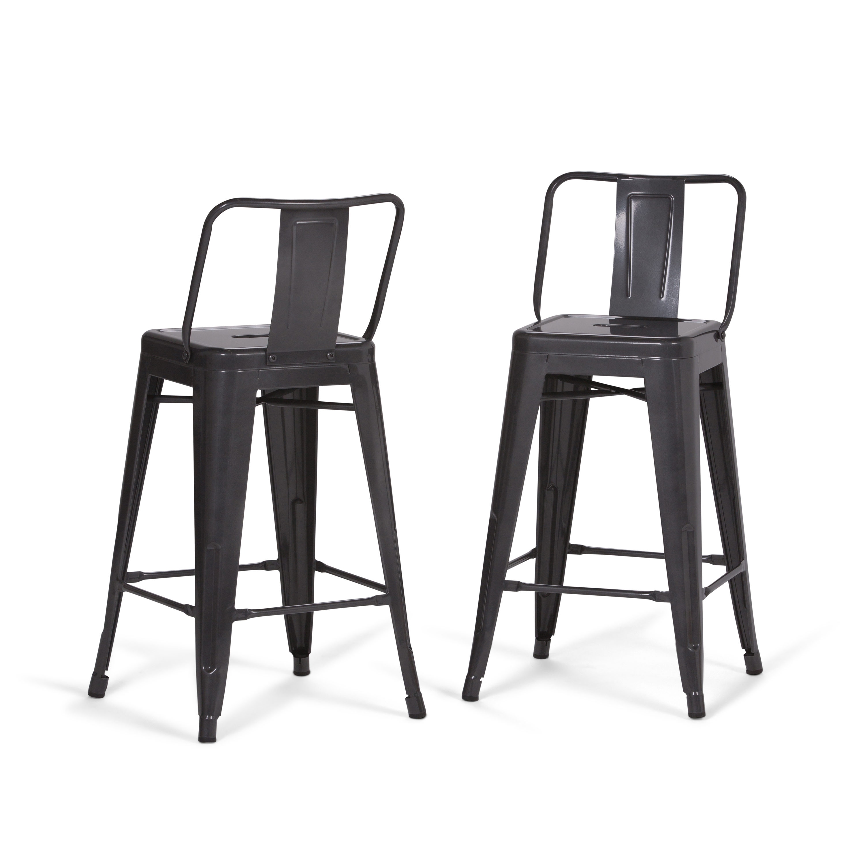 Simpli Home AXCRAY24-01-SL Rayne Set of 2 Grey 24.02-in H Counter height Metal Bar Stool Back