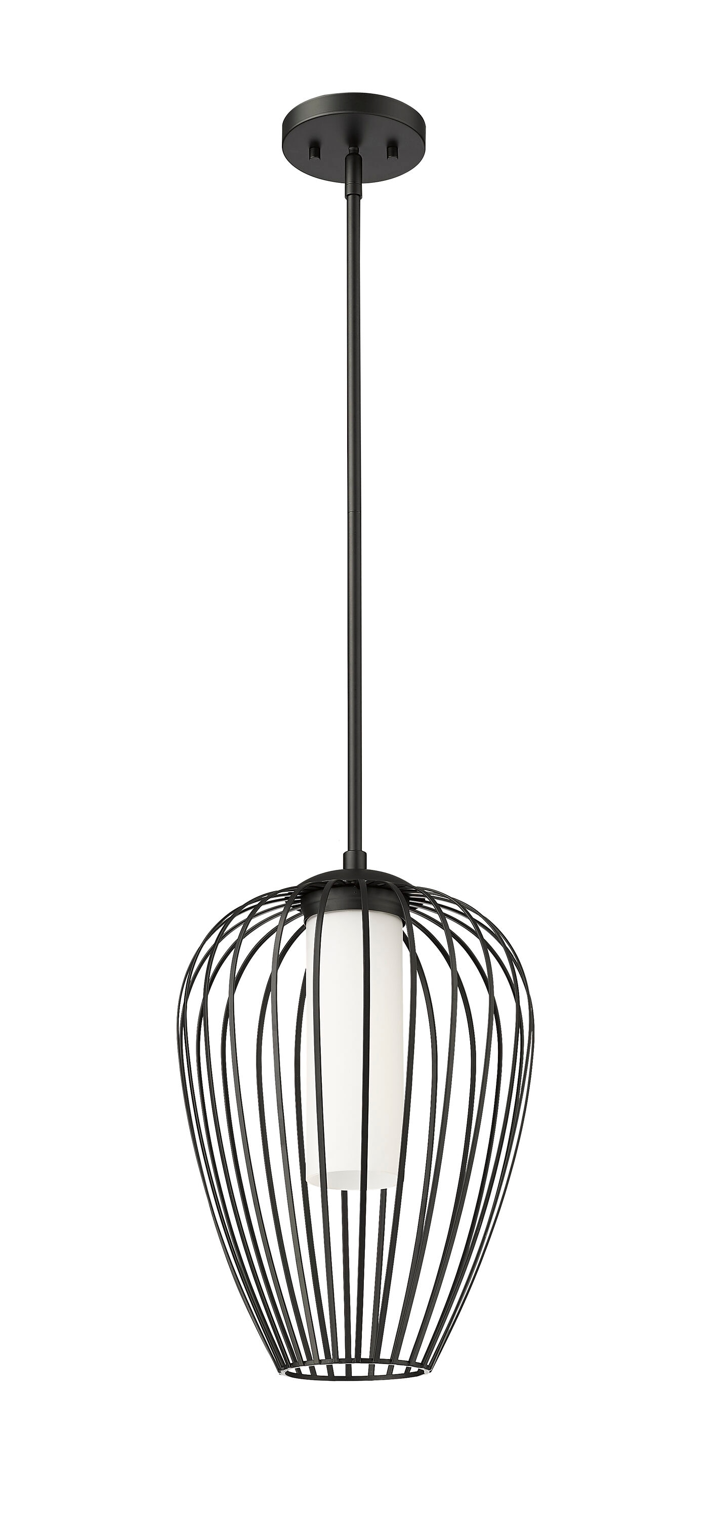 Modern Matte Black Tulip Pendant Light with Glass Shade