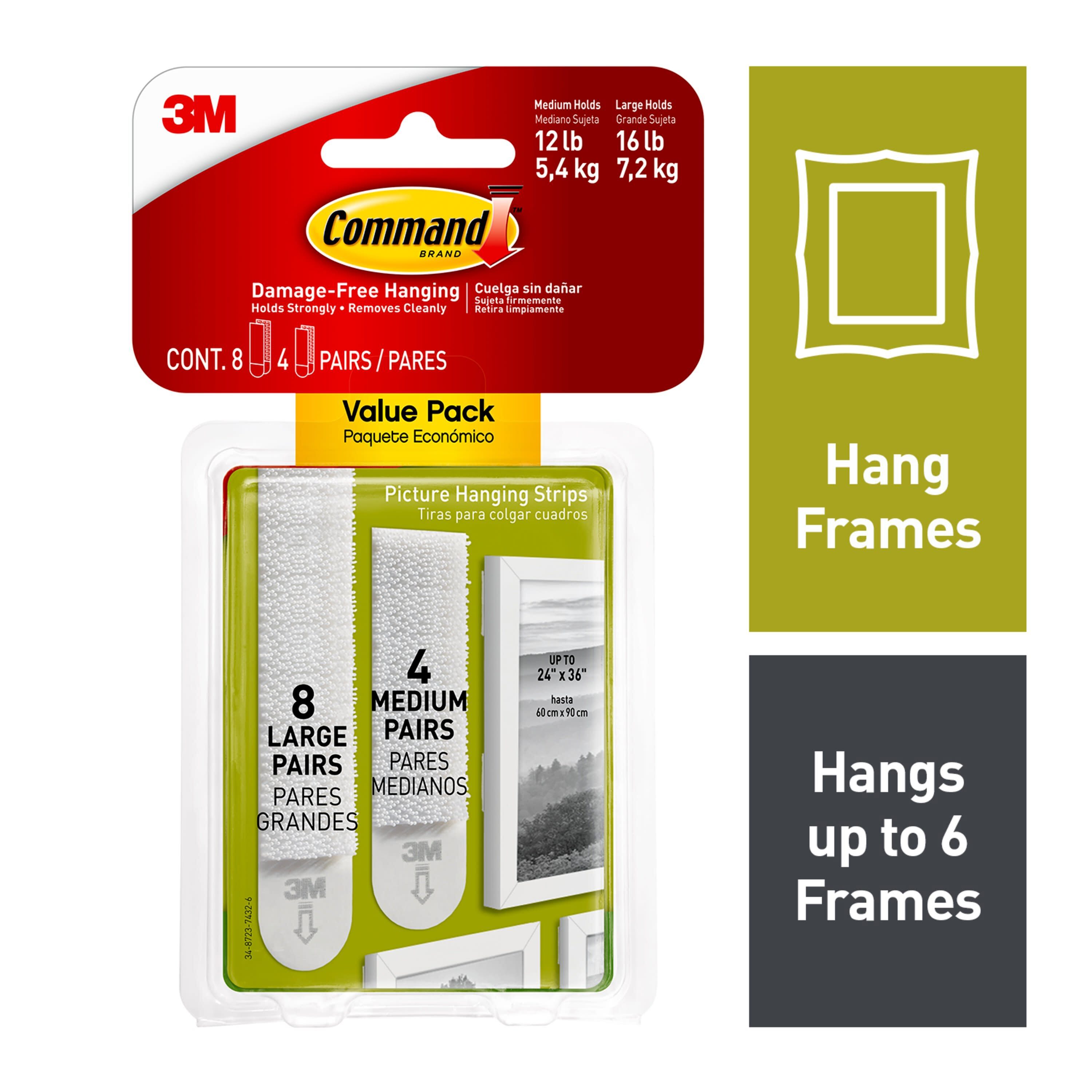 Command Command Medium and Large Picture Hanging Strips 4-Set Of Medium  8-Set Of Large/Pack in the Picture Hangers department at