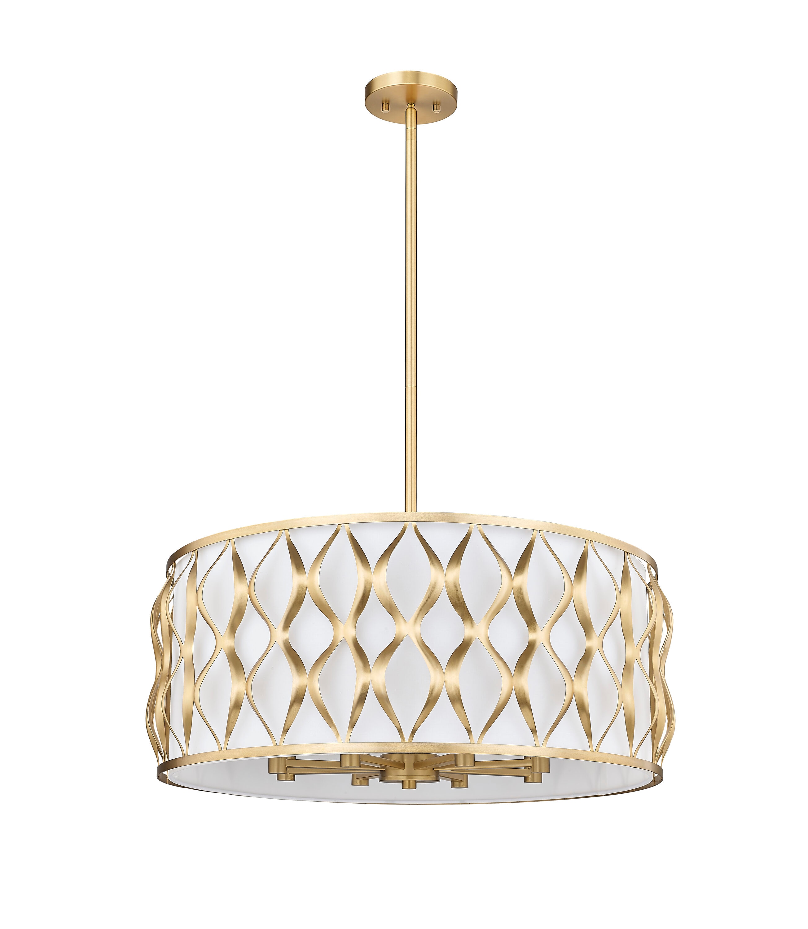 Modern Gold Drum 8-Light Indoor/Outdoor Pendant