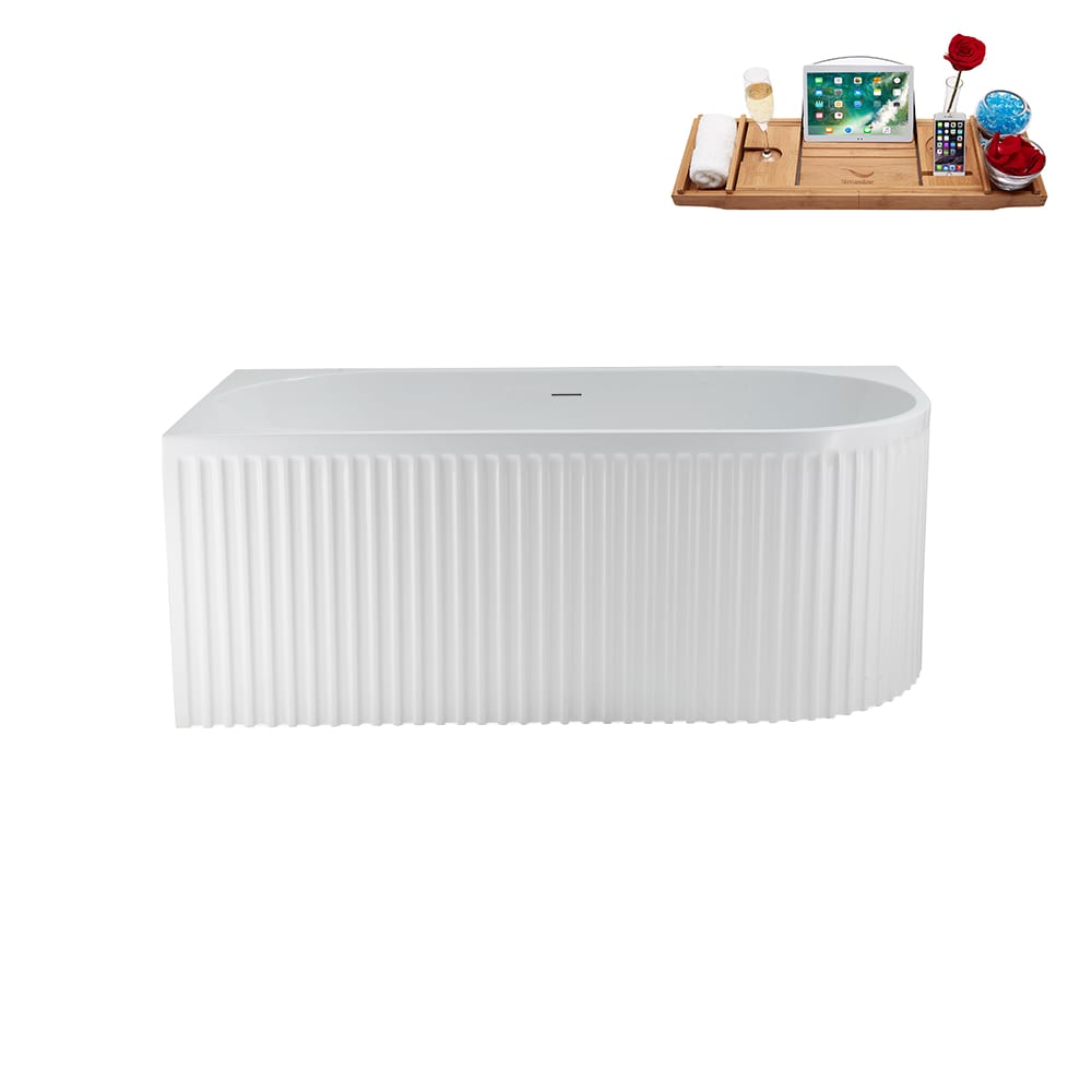 Streamline 59 inch  Soaking Freestanding Tub and Tray With Internal Drain