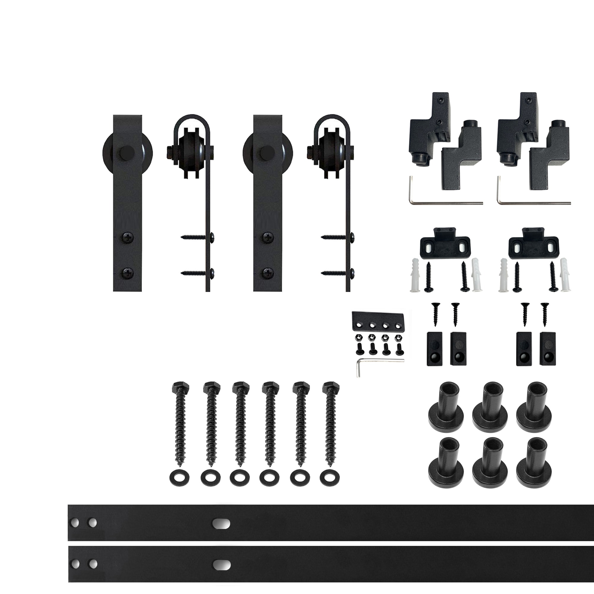 HOMACER 90-in Rustic Black Indoor I-strap Single Barn Door Hardware Kit ZT1TGH090C Sansujyuku sansujyuku.com