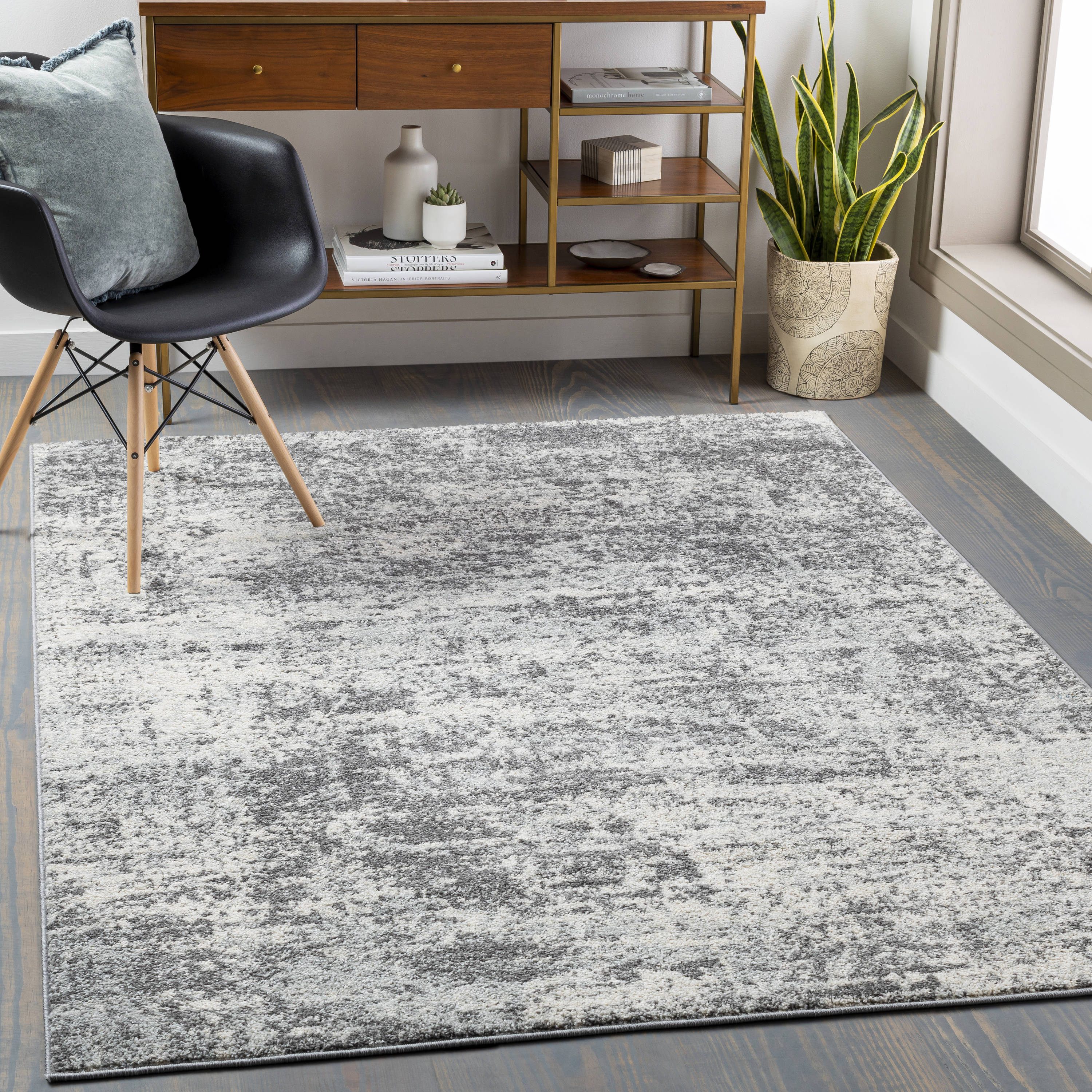 Surya Sunderland 7 x 9 Grey Indoor Abstract Mid-Century Modern Area Rug ...