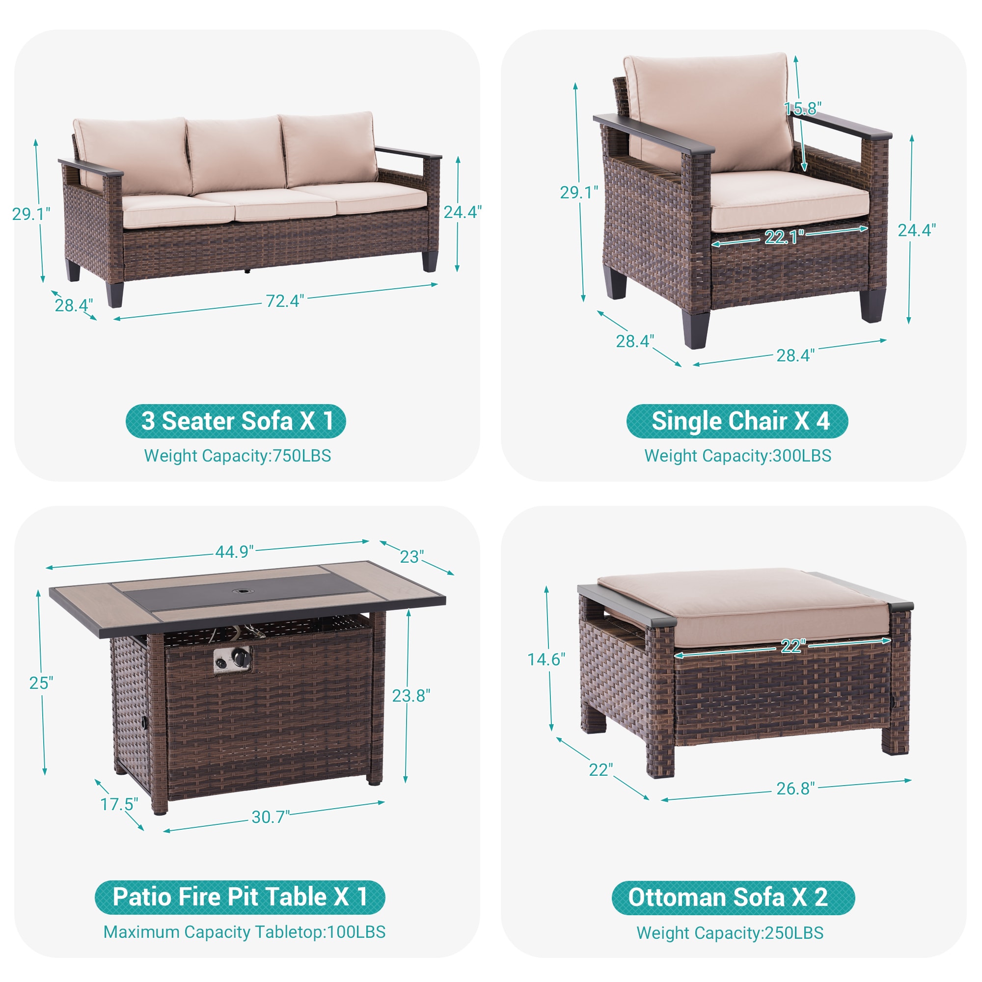 ACEGOSES LW-126BSD-S2T5 Patio-Conversation-Sets - View #3