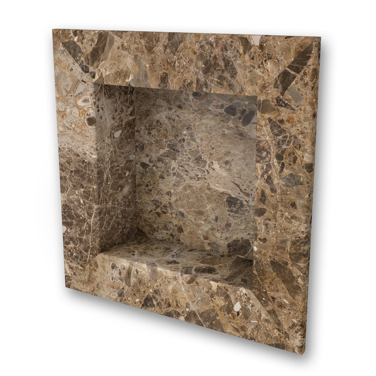 FlexStone FLXRSC1717BP 17 in x 17 in Square Recessed Shampoo Caddy in Breccia Paradiso