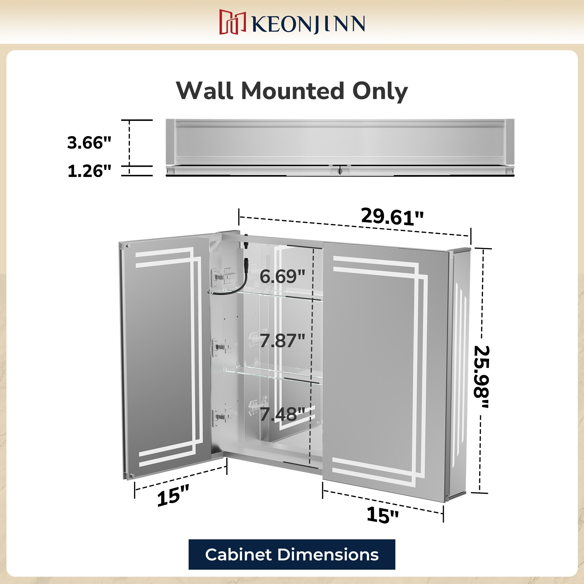 Keonjinn LW-JG-ZCG-7666SI Bathroom-Medicine-Cabinets - View #3