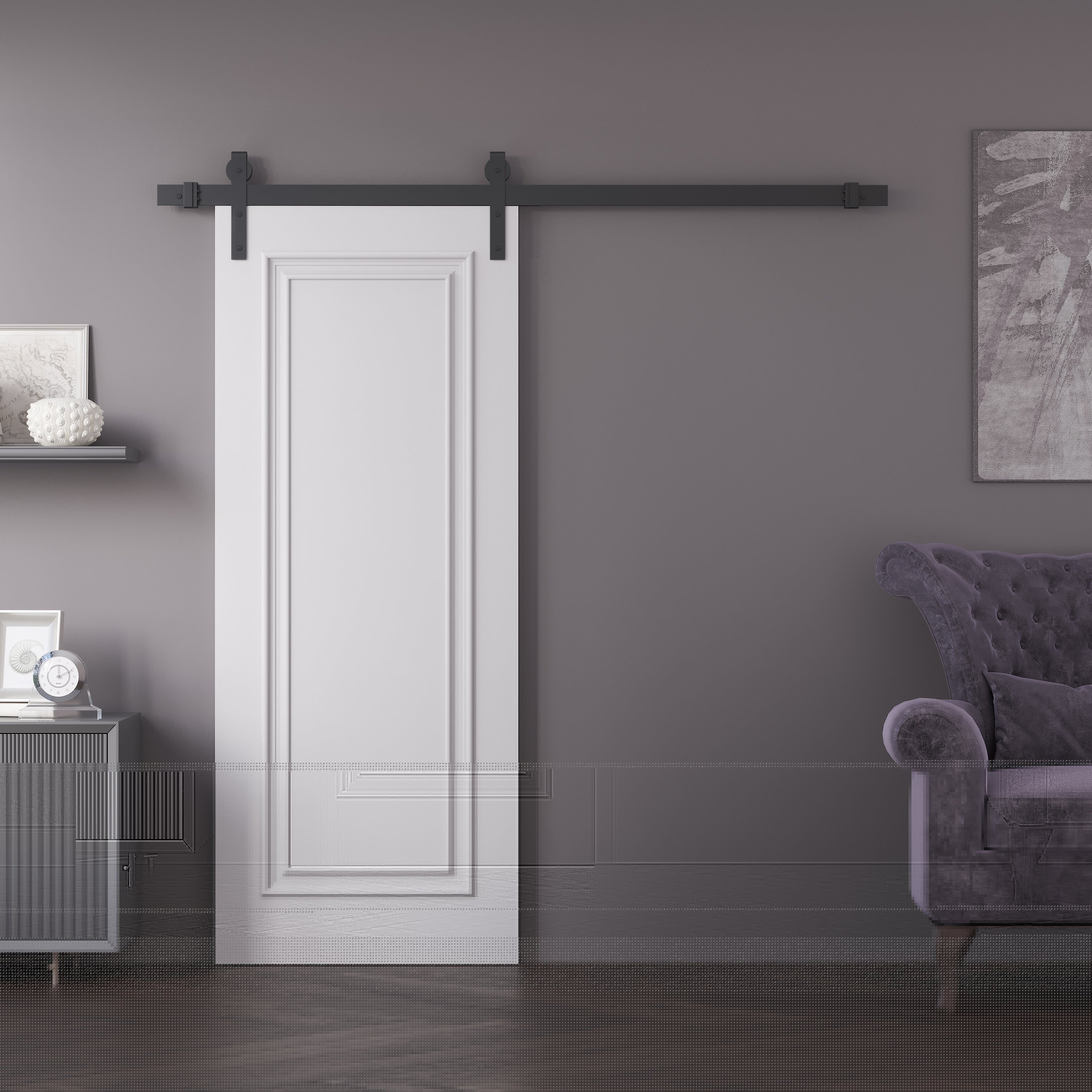 SARTODOORS Barn Door 36 x 96 inches ROYAL 9811 White Enamel 6.6FT Rail ...