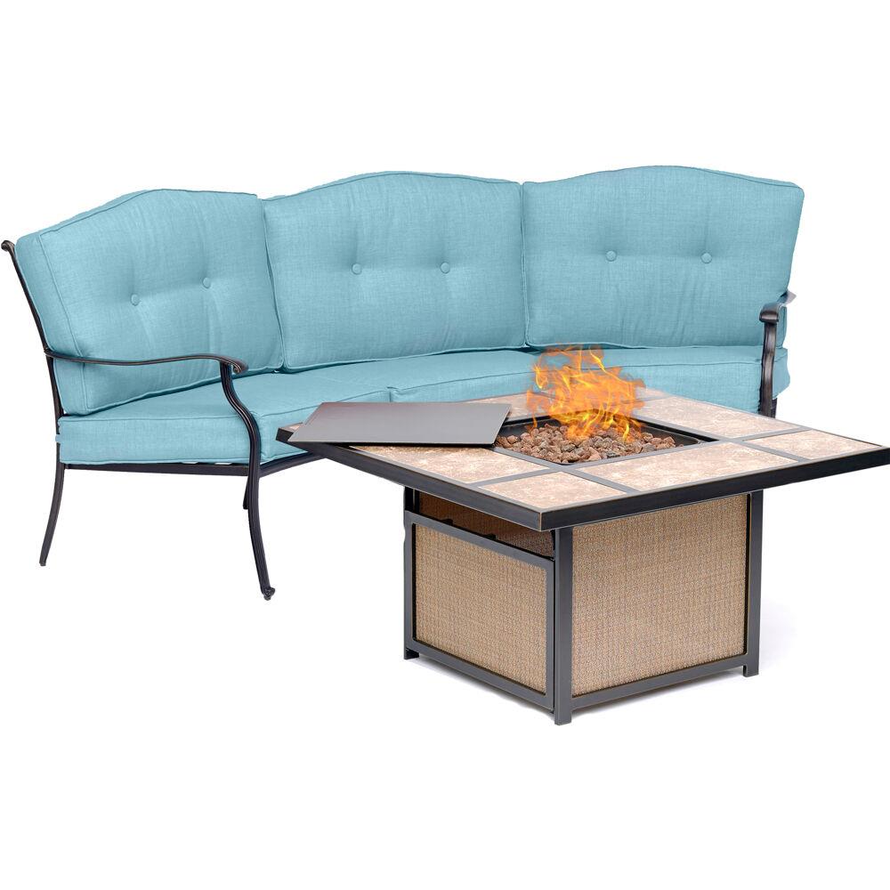 Hanover TRADTILE2PCFP-BLU Traditions 2-Piece Patio Conversation Set with Blue Cushions