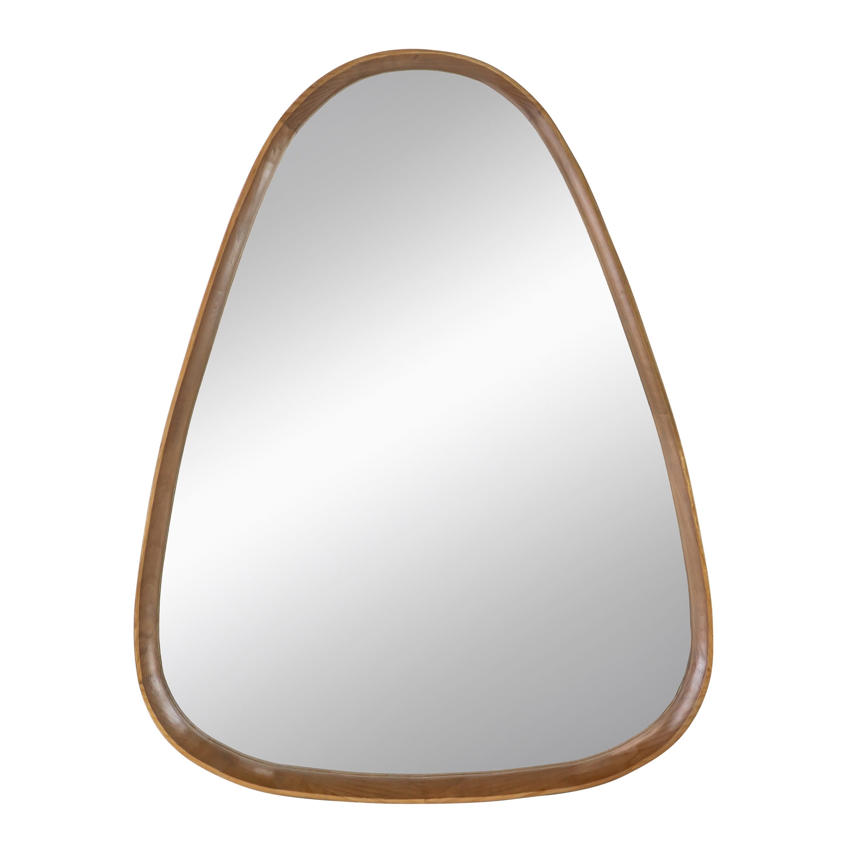 LIVACA 28 inch x 37 inch Brown Wood Frame Irregular Mirror with Minimalist Design