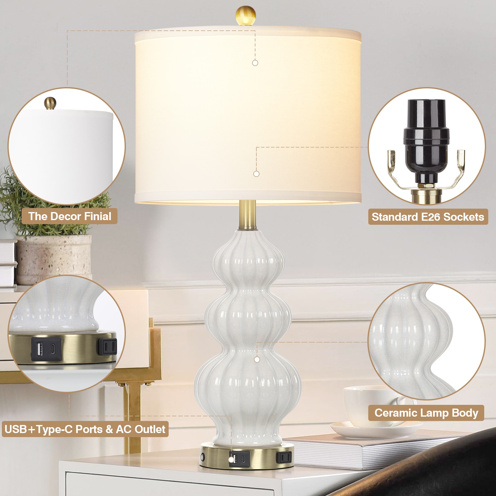 UrFurnishings TD-280 Table-Lamps - View #6