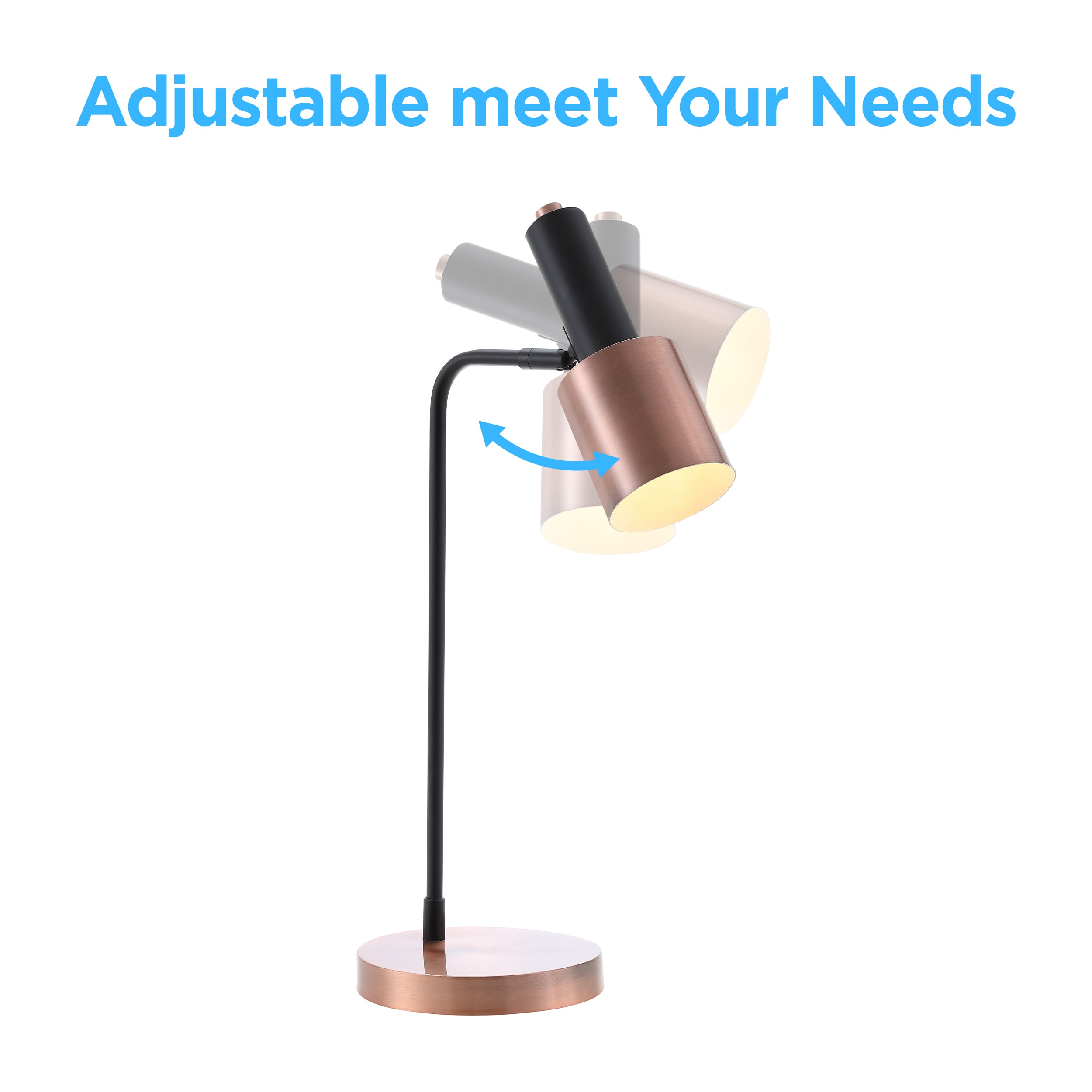 Brady 22" Black and Copper Metal LED Desk Lamp