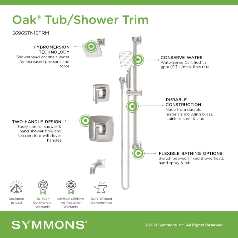 Symmons 5696STN15TRM Tub-Shower-Faucets - View #3