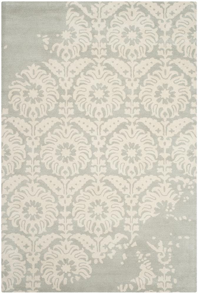 Safavieh BEL125B-6 Bella Canna 6 x 9 (ft) Tufted Wool Light Gray/Ivory Rectangular Indoor Distressed/Overdyed Farmhouse/Cottage Area rug