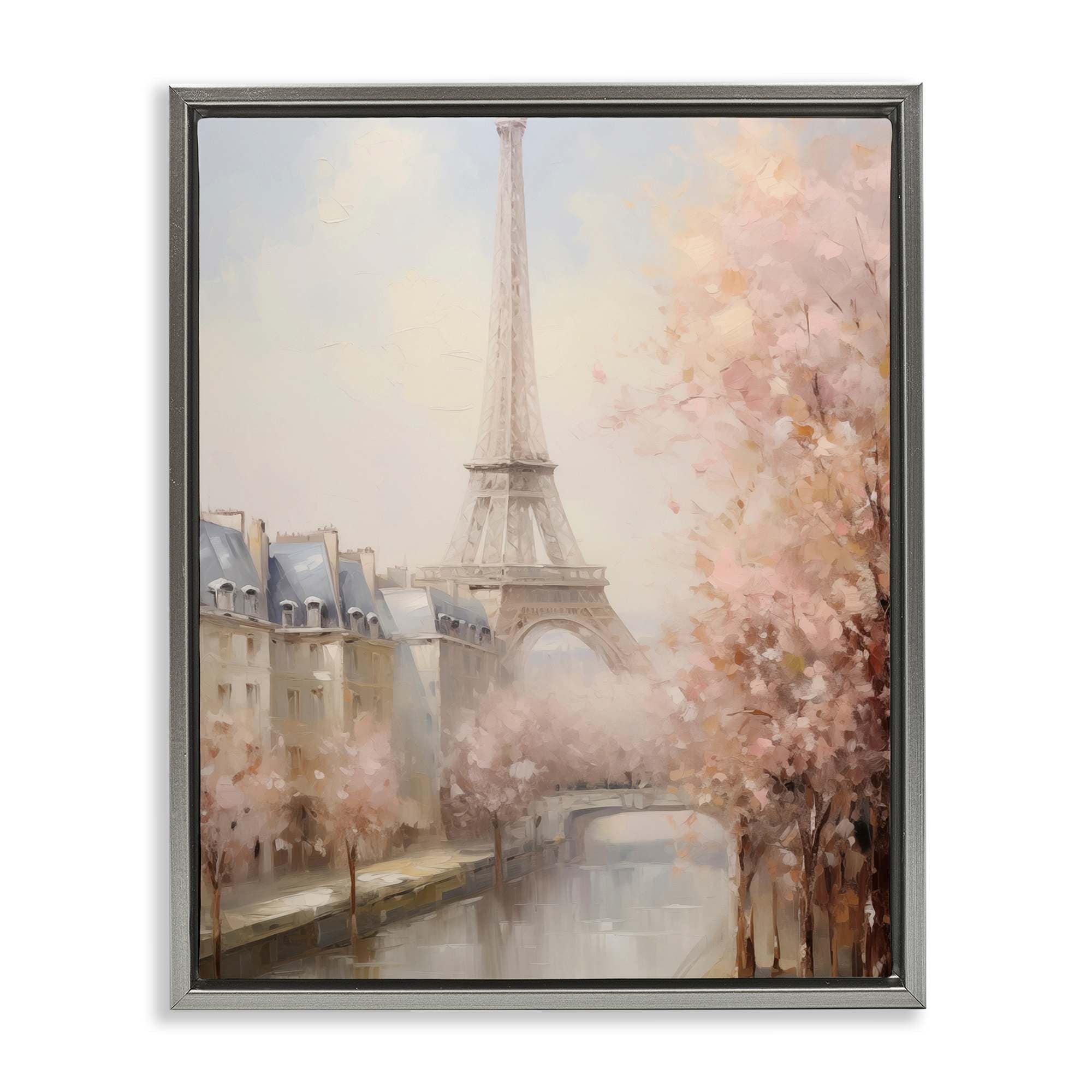 Stupell Industries BT-626-FFL-16X20 Soft Eiffel Tower River View Floating Frame design by Arlington Prints