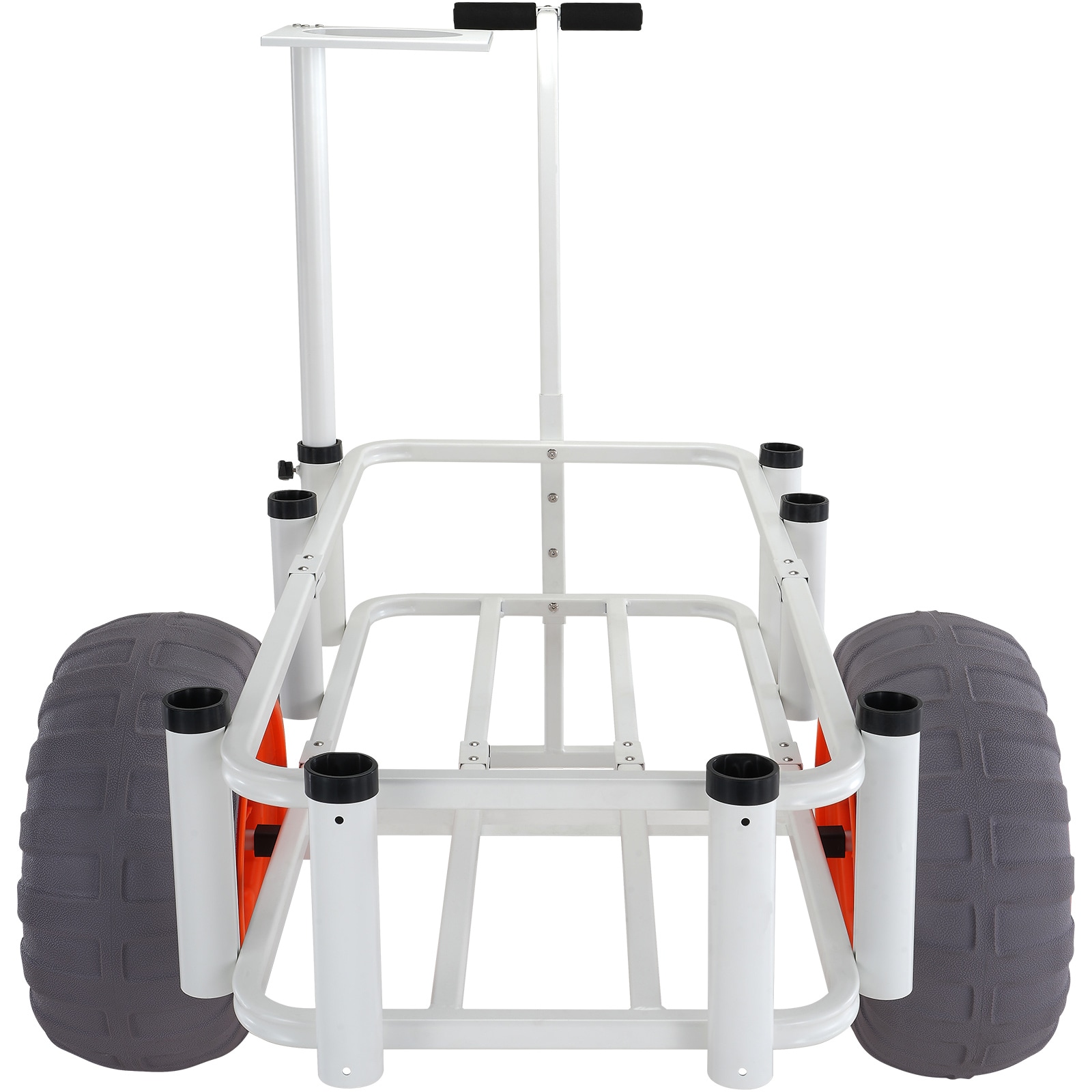 Heavy-Duty White Aluminum Beach Fishing Cart with Balloon Tires