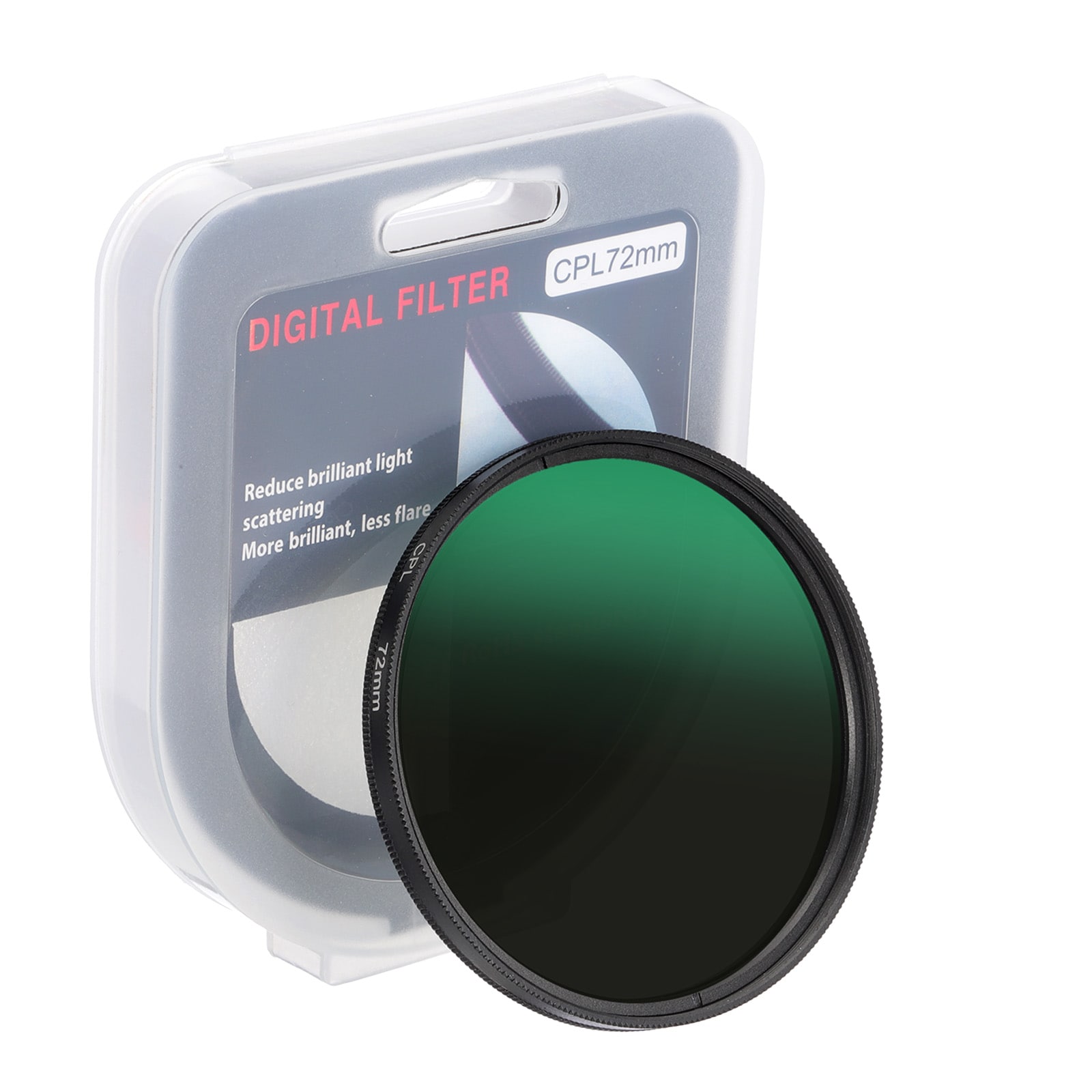 PATIKIL 72mm Circular Polarizer Filter Camera Lens Filter Slim Optical Glass with Len Cap for Video Vlog Portrait Photography Black