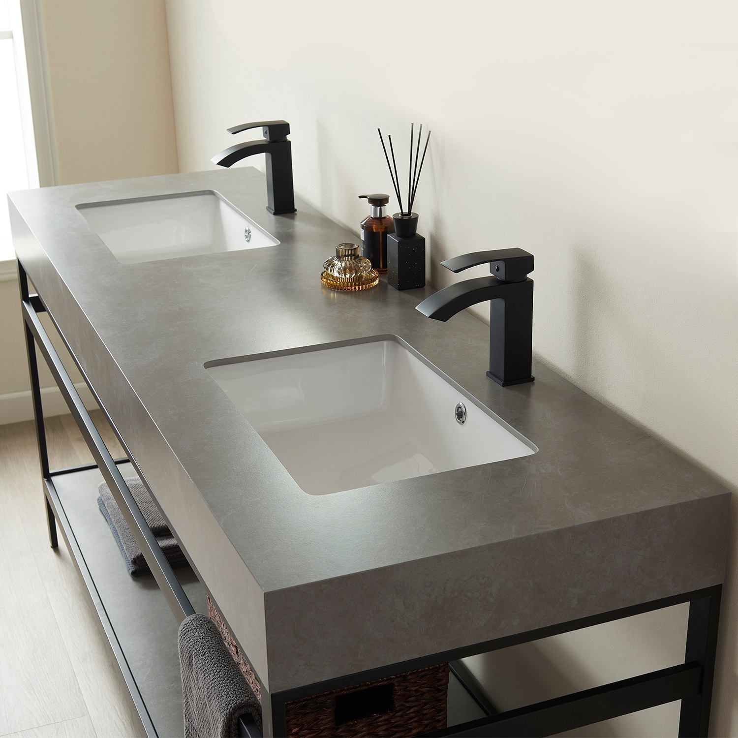 Vinnova 72-in Matte Black Stainless Steel Undermount Double Sink ...