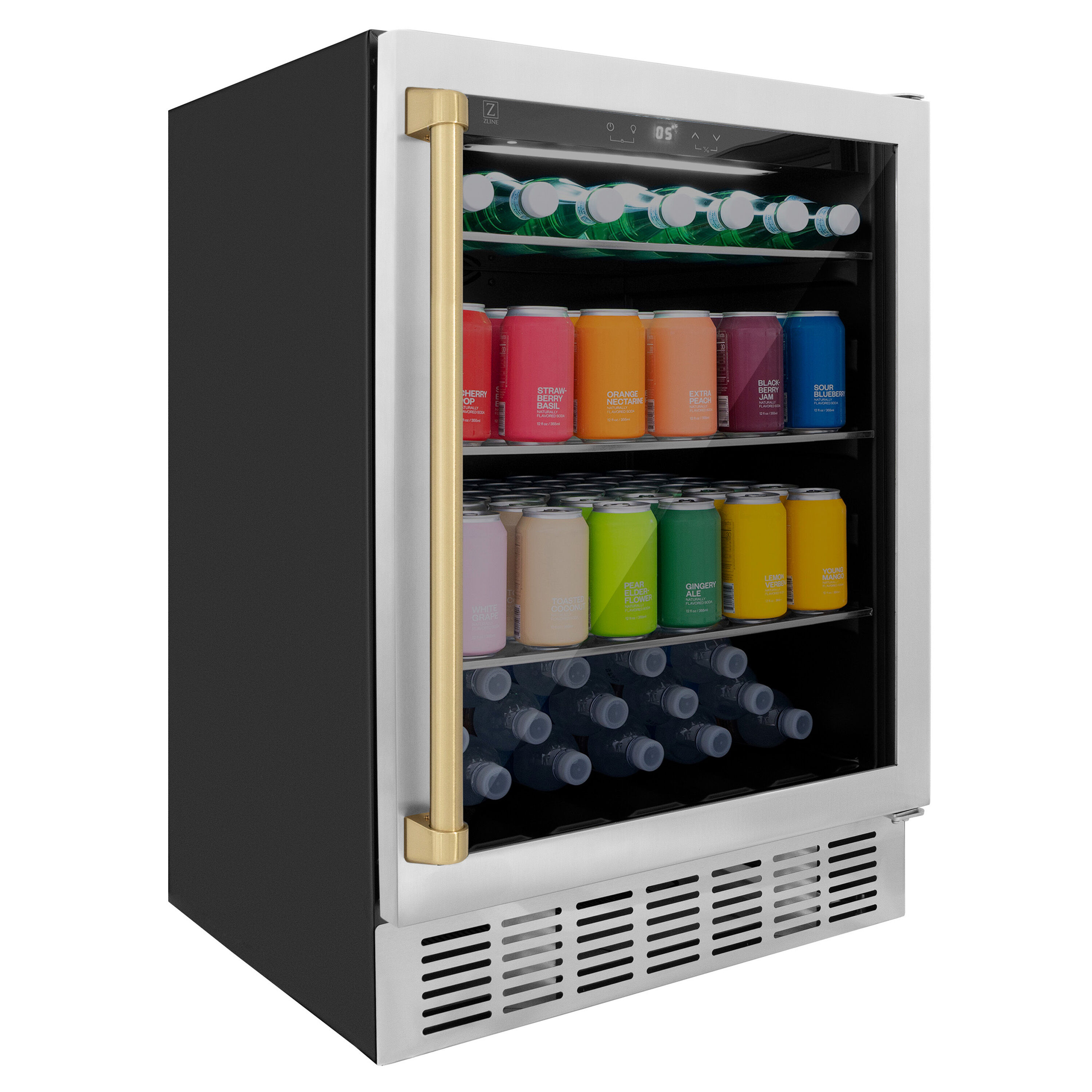 ZLINE 24" Stainless Steel Beverage Fridge with Champagne Bronze Handle