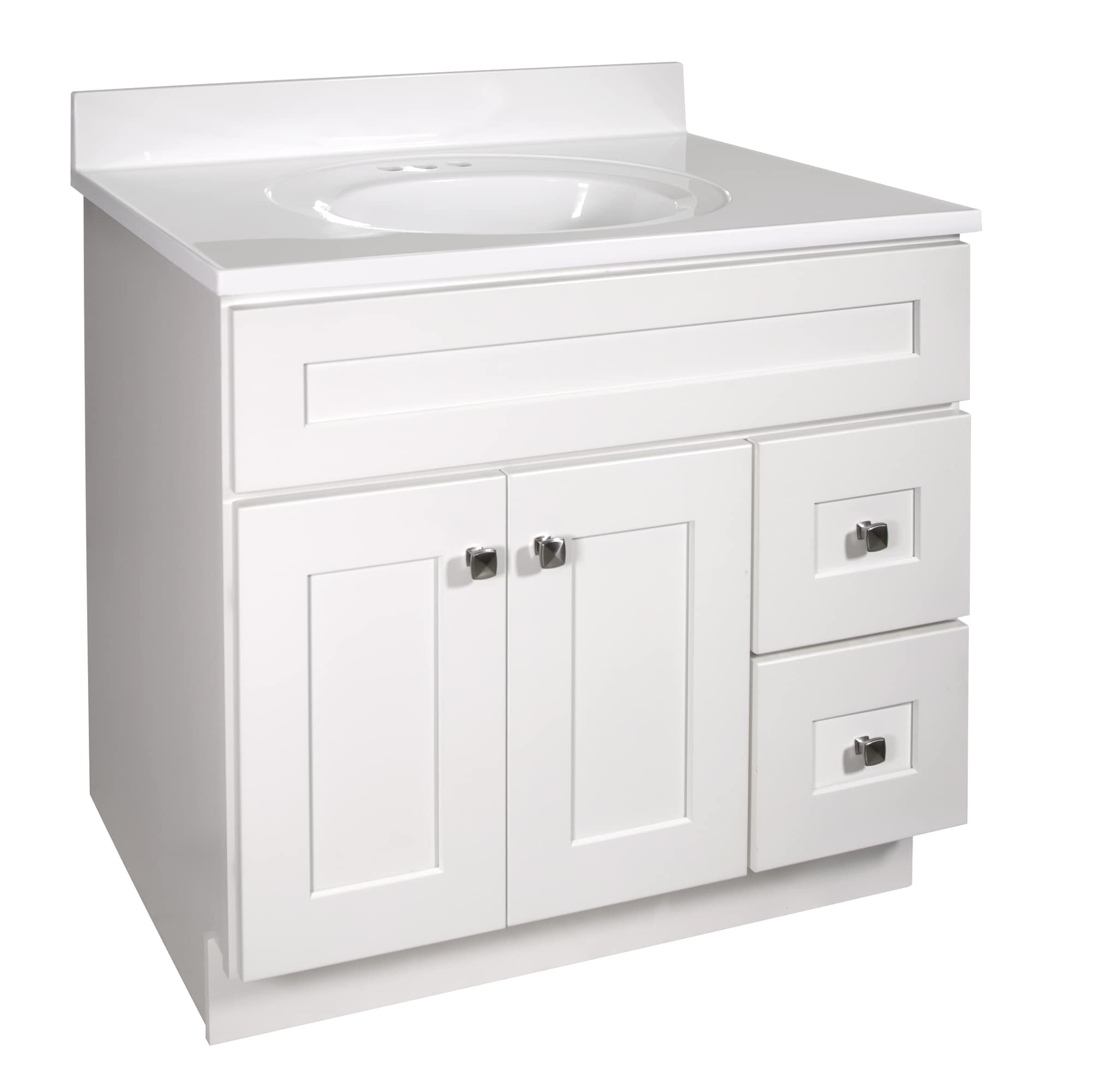 Design House 585695 Brookings 37-in White Single sink Bathroom Vanity with Solid White Cultured marble Top