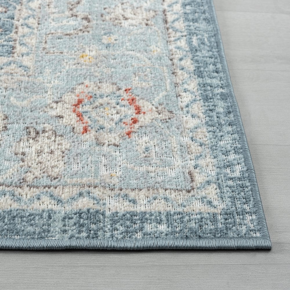 LR Home Antiquity Durable Performance Area Rug Outdoor in Blue 5'3 x 7 ...