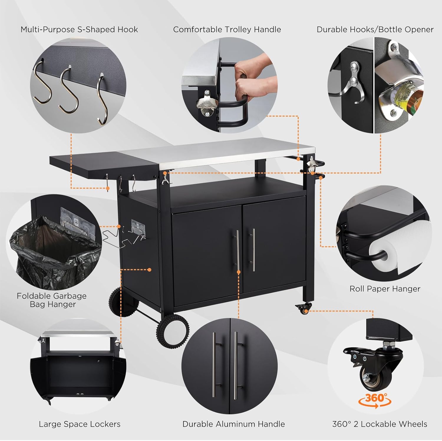 AECOJOY 16431BK-LS02 Grill-Carts-Grill-Stands - View #3