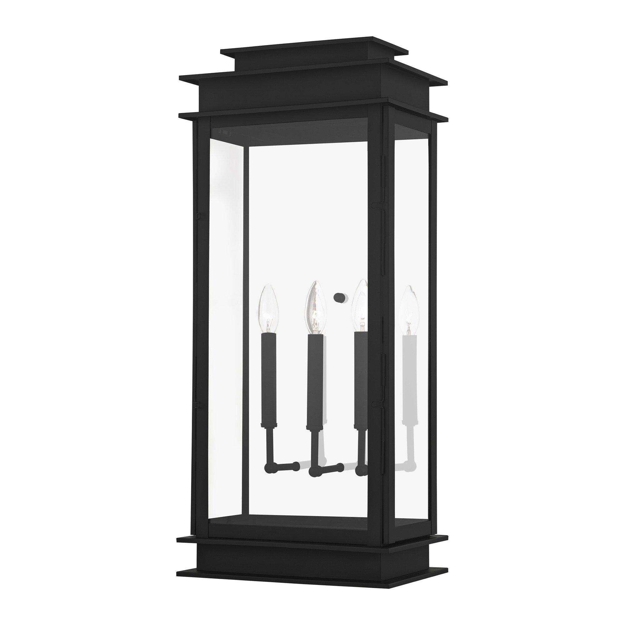Livex Lighting 7553-07 Princeton 3-Light 28.5-in H Black Outdoor Wall Light