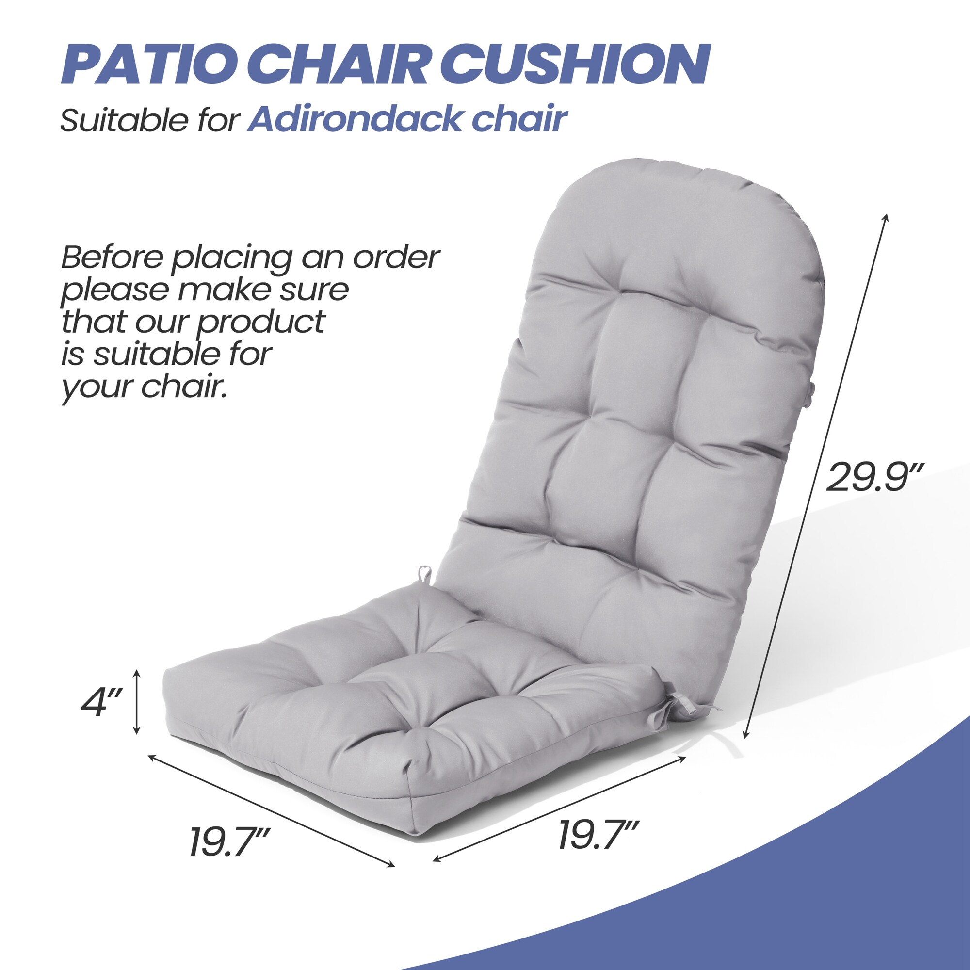 CloudFly CL-CU002LGY-1 Patio-Furniture-Cushions - View #5