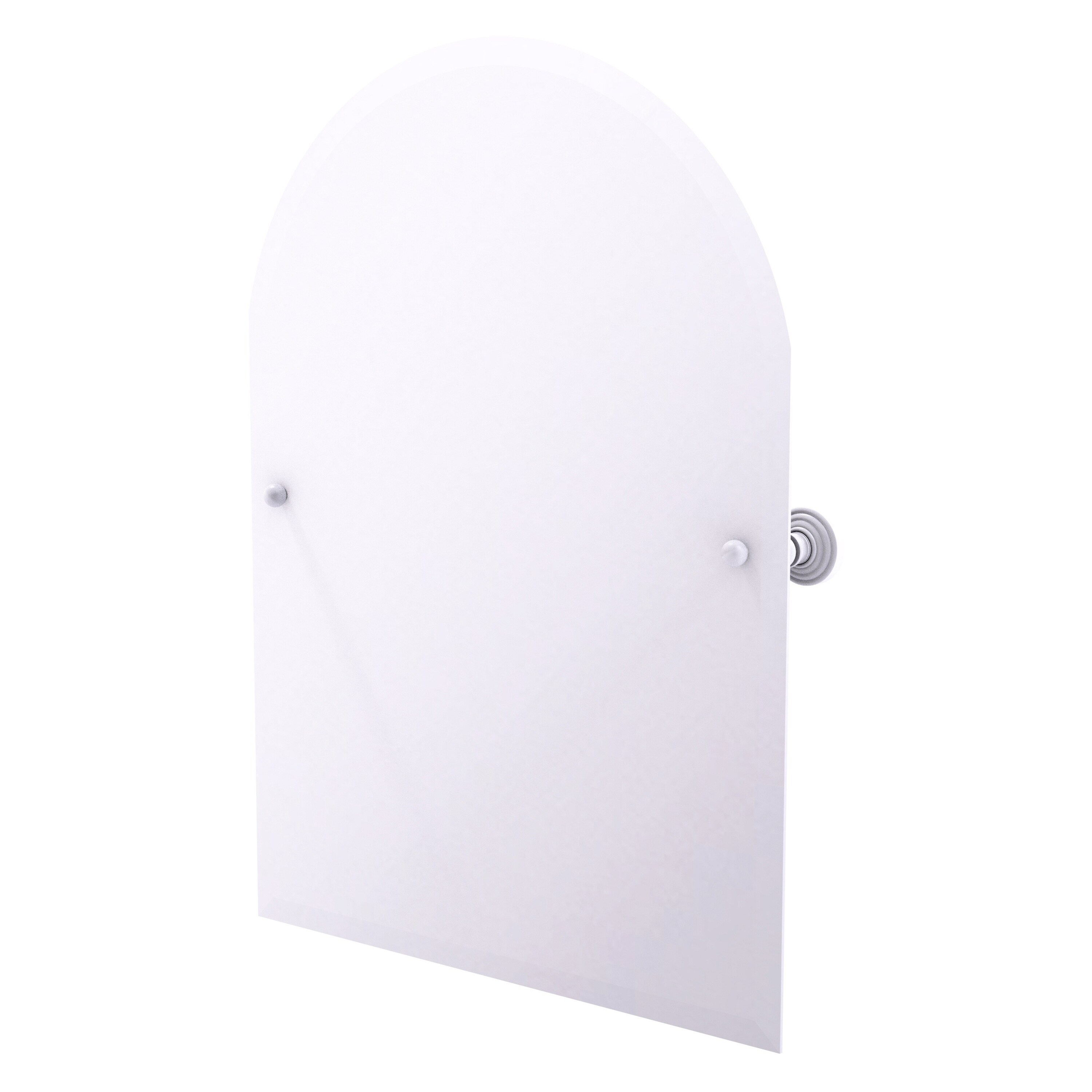 Allied Brass WP-94-WHM Waverly Place 21-Inches x 29-Inches Beveled Frameless Arch Tilting Bathroom Vanity Mirror ( Matte White )